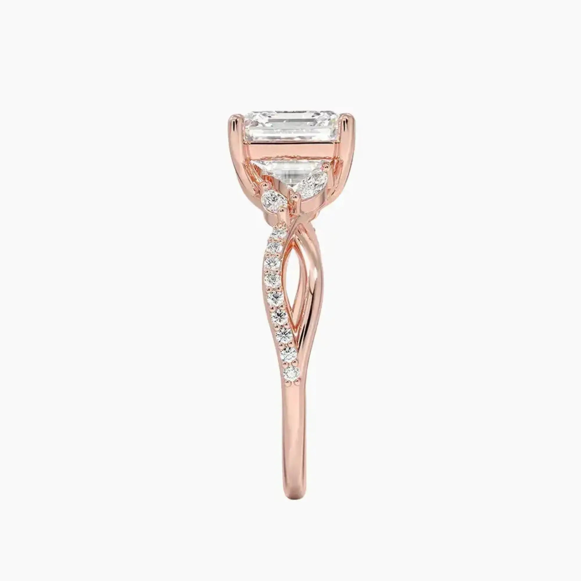 Amara Adorned Asscher Designer Diamond Ring Setting in 18K White Gold