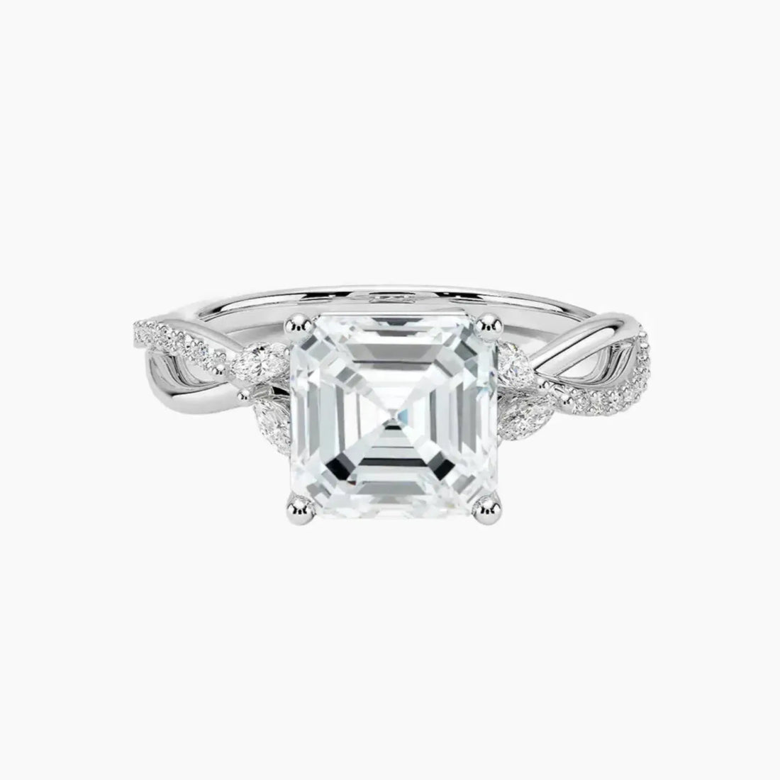 Amara Adorned Asscher Designer 2.5 Carat Lab Grown Diamond Engagement Ring in 14K Yellow Gold