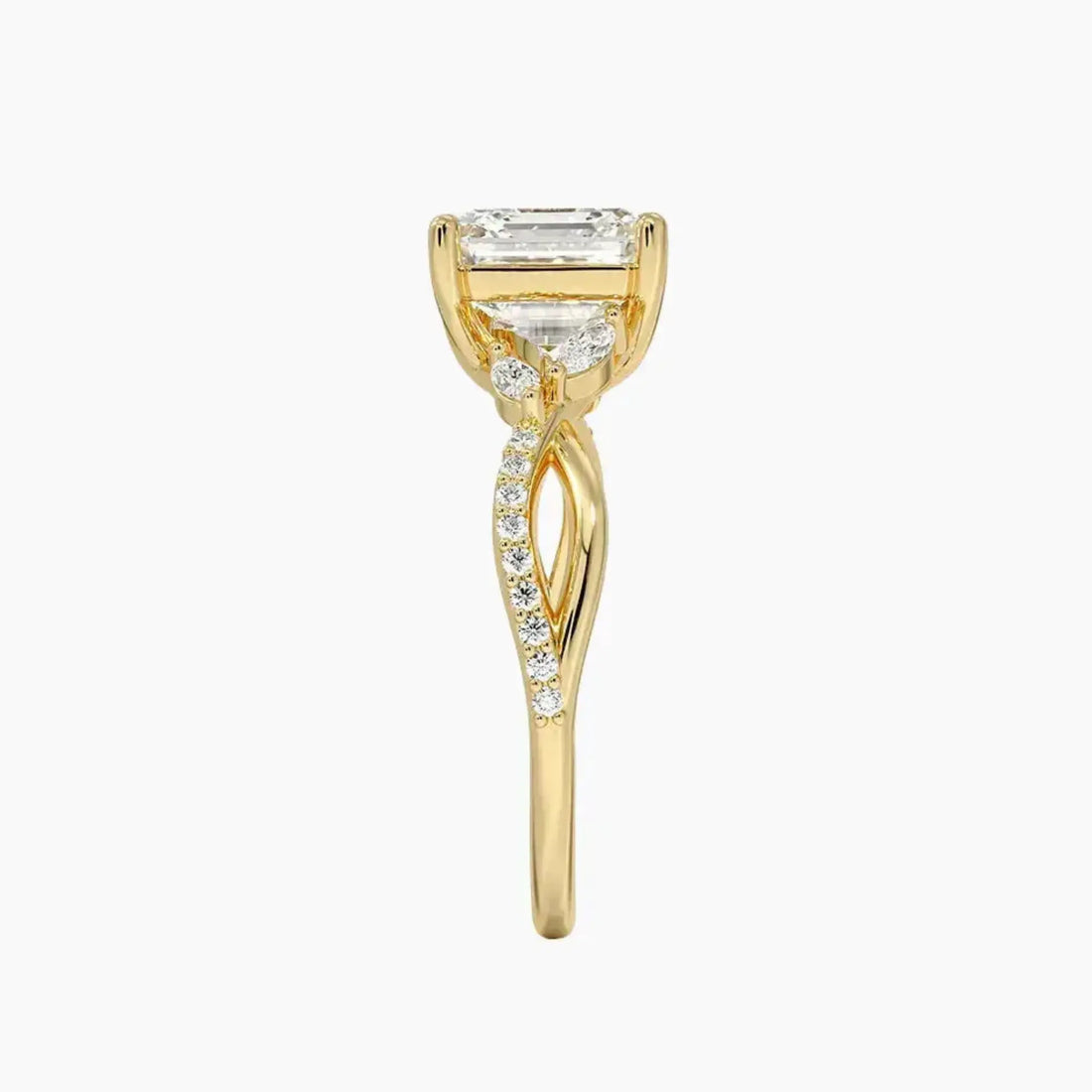 Amara Adorned Asscher Designer 1.5 Carat Lab Grown Diamond Engagement Ring in 14K Rose Gold