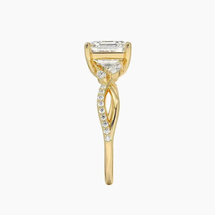 Amara Adorned Asscher Designer 2.5 Carat Lab Grown Diamond Engagement Ring in 18K Rose Gold