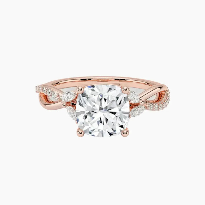 Amara Adorned Cushion Designer 1.5 Carat Lab Grown Diamond Engagement Ring in 14K Rose Gold