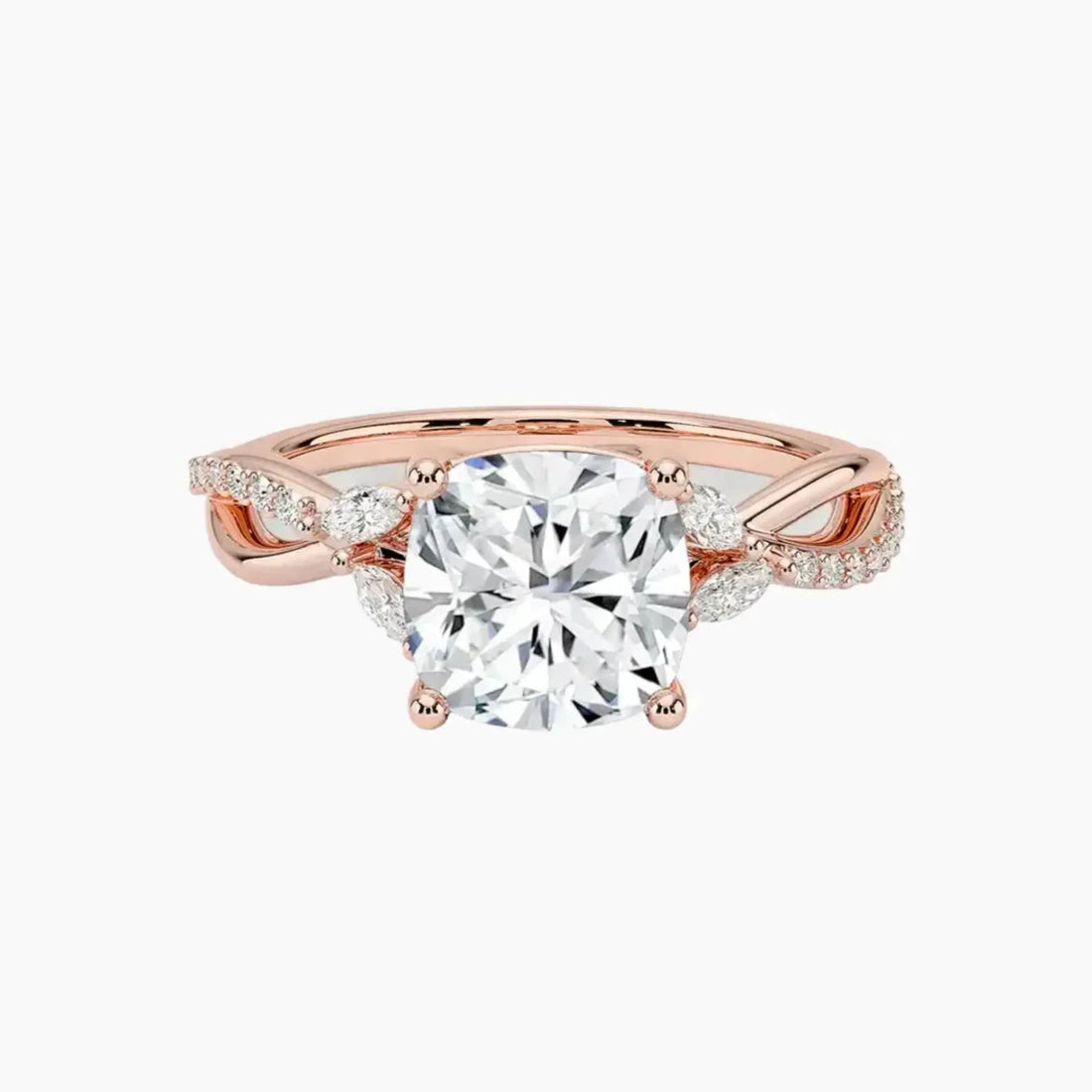 Amara Adorned Cushion Designer 1.5 Carat Lab Grown Diamond Engagement Ring in 18K Yellow Gold