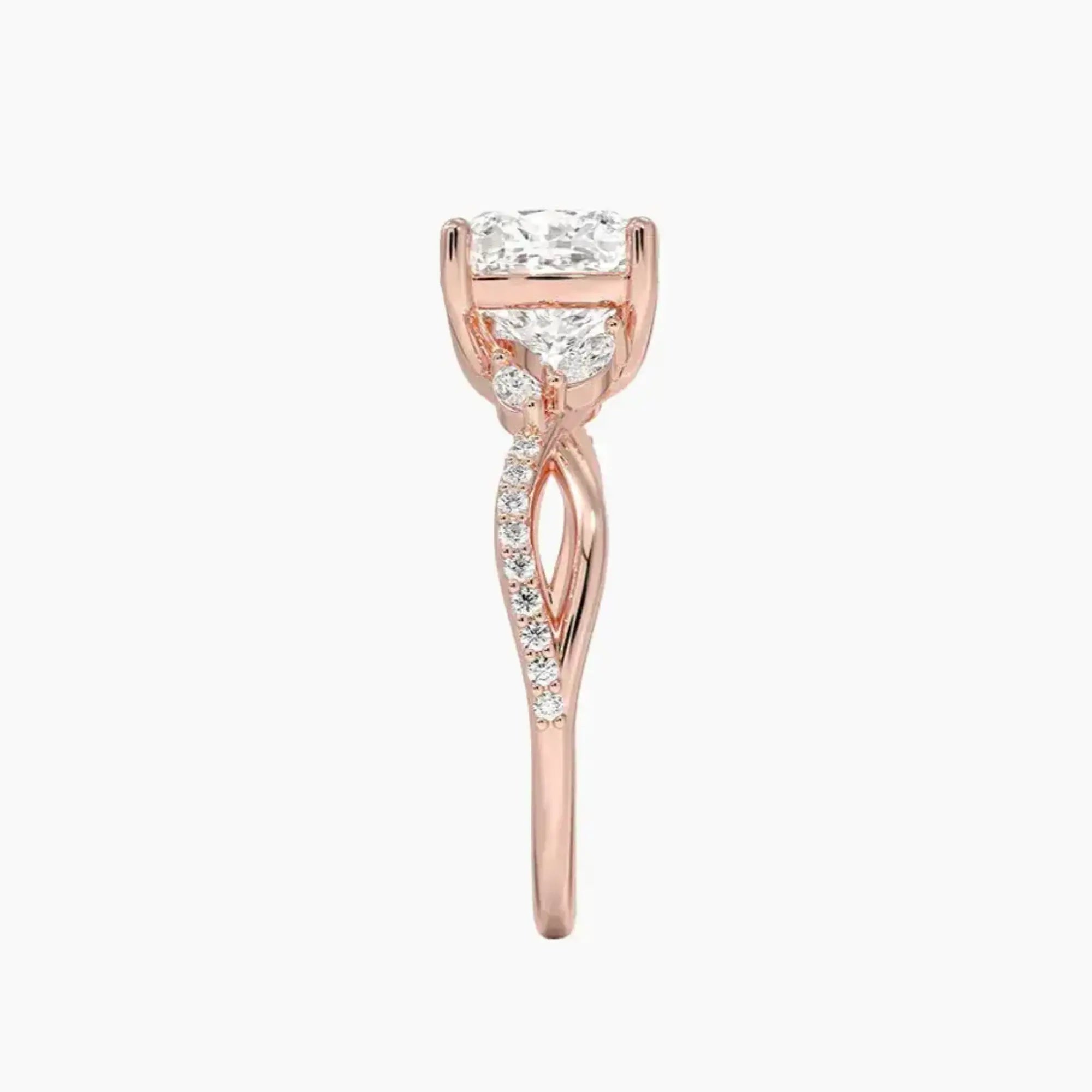 Amara Adorned Cushion Designer 1 Carat Lab Grown Diamond Engagement Ring in 14K Yellow Gold