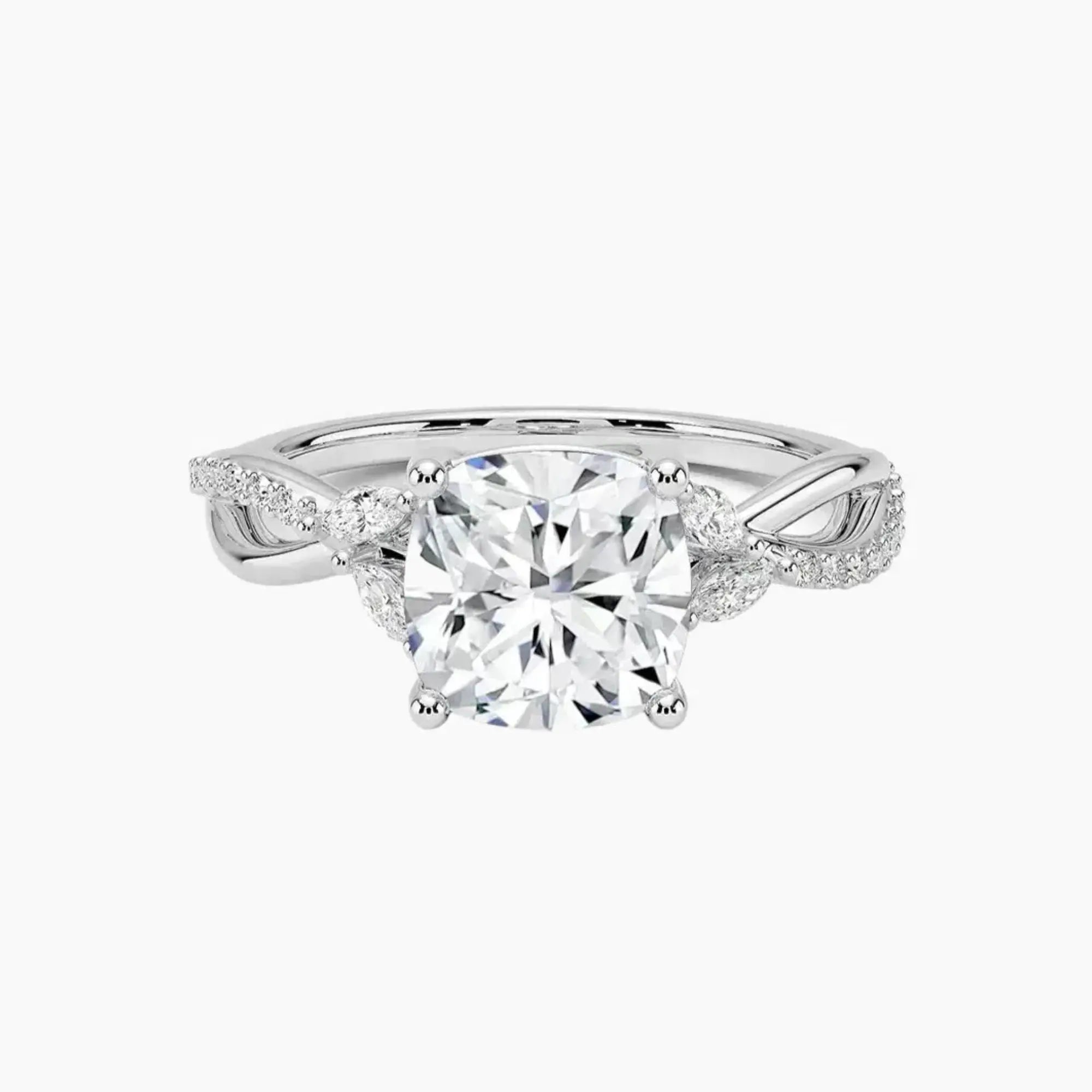 Amara Adorned Cushion Designer 2.5 Carat Lab Grown Diamond Engagement Ring in 14K Yellow Gold