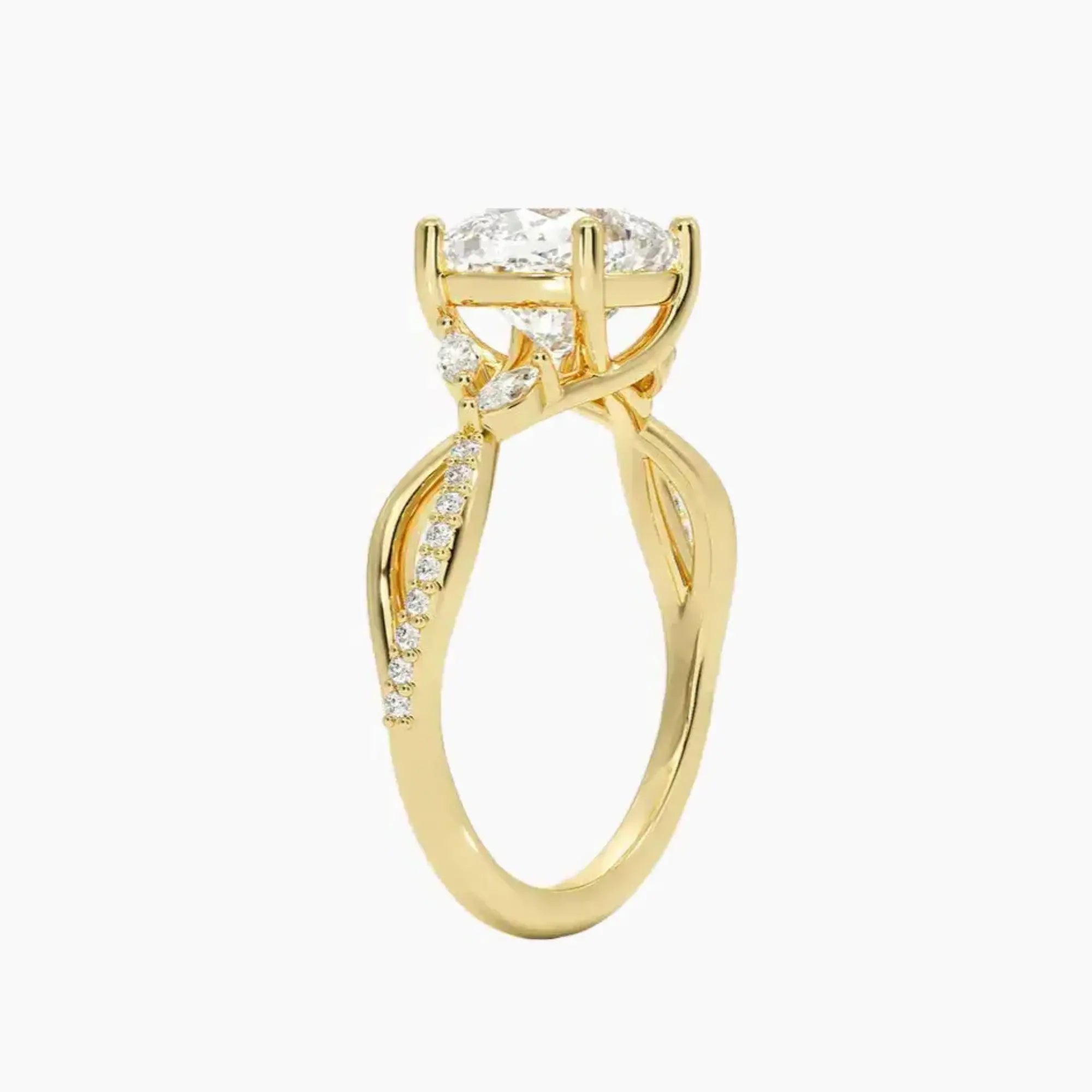 Amara Adorned Cushion Designer 2.5 Carat Lab Grown Diamond Engagement Ring in 18K Rose Gold
