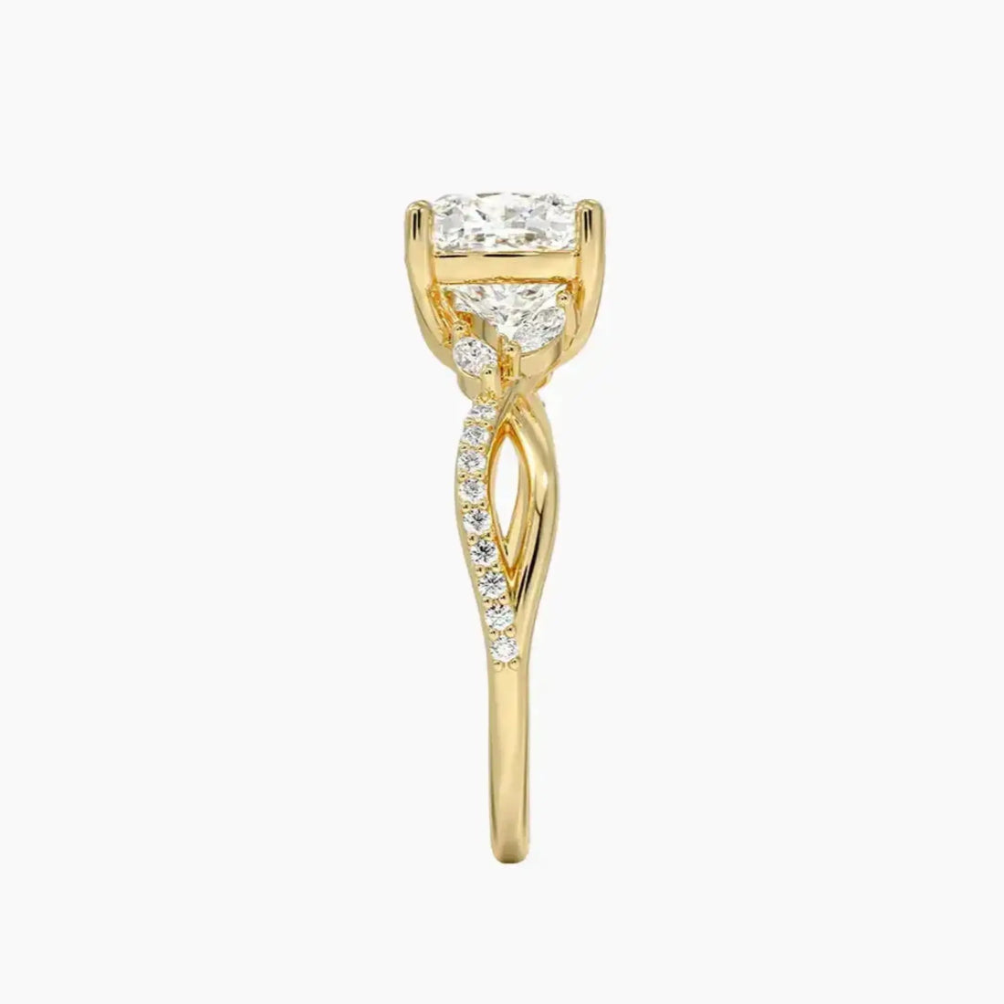 Amara Adorned Cushion Designer Diamond Ring Setting in 18K Rose Gold