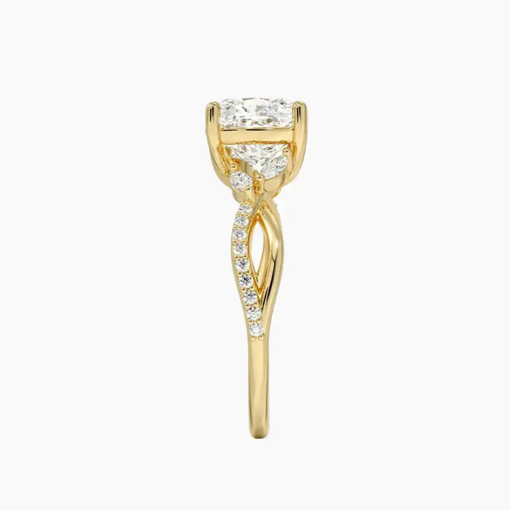 Amara Adorned Cushion Designer 2.5 Carat Lab Grown Diamond Engagement Ring in 18K Rose Gold