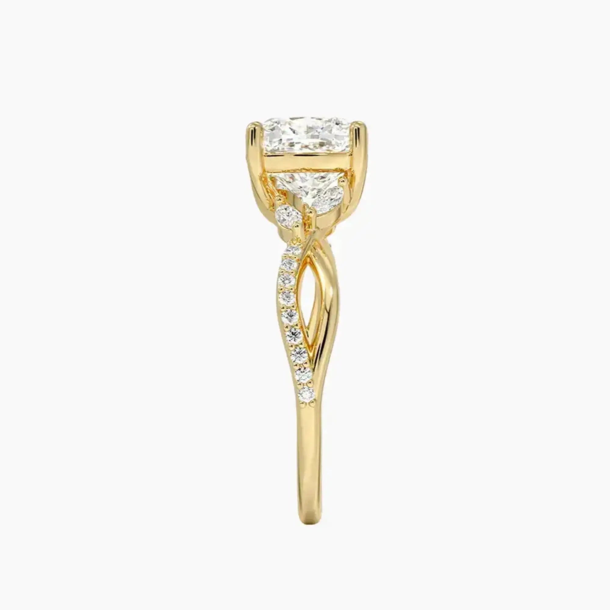 Amara Adorned Cushion Designer Diamond Ring Setting in 18K White Gold