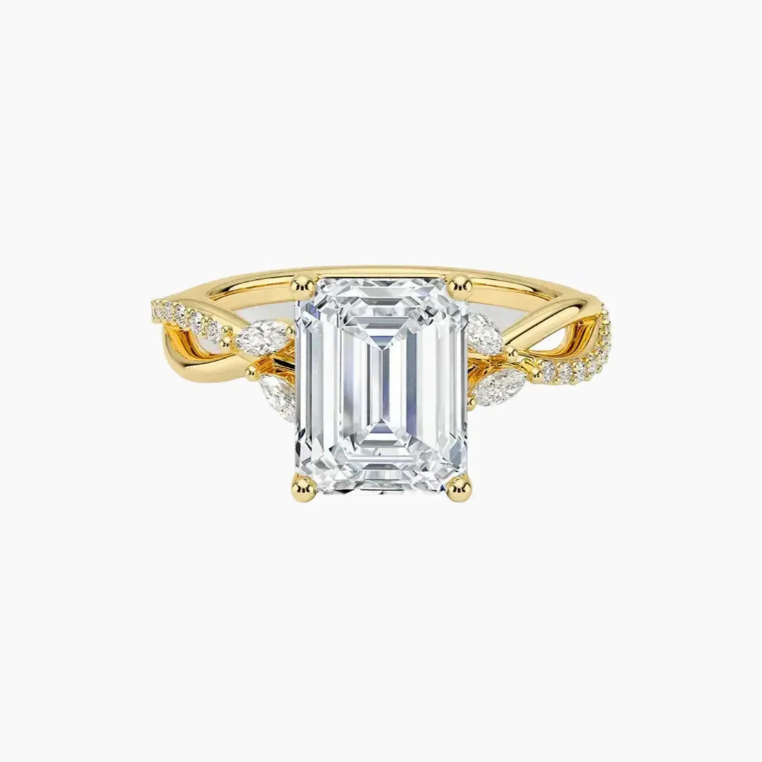 Amara Adorned Emerald Designer Diamond Ring Setting in 18K Rose Gold