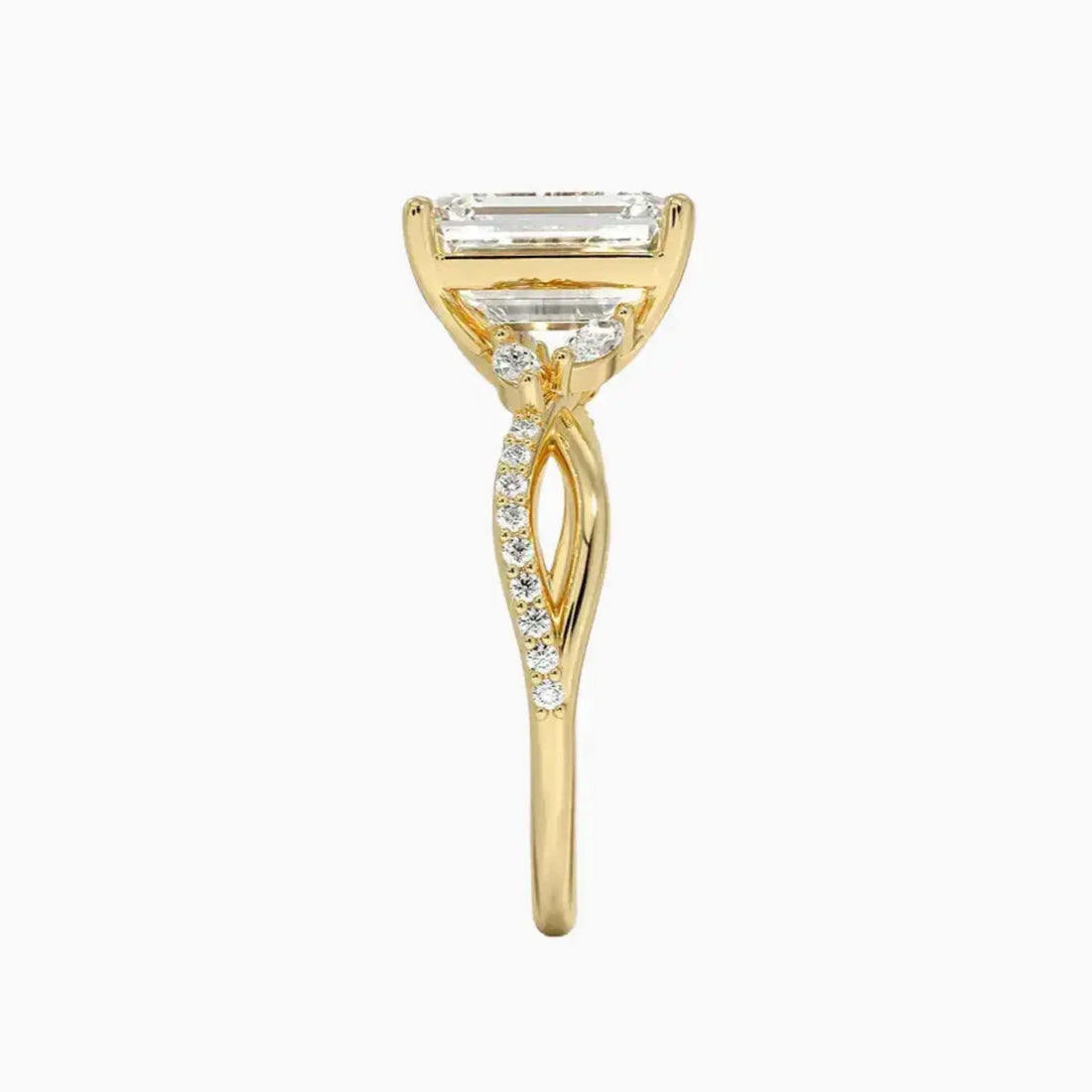 Amara Adorned Emerald Designer Diamond Ring Setting in 18K Rose Gold
