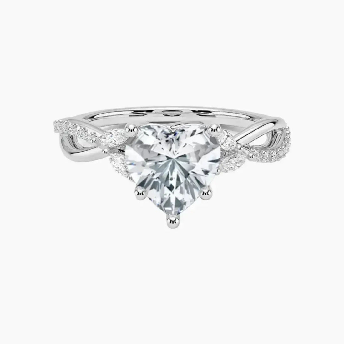 Amara Adorned Heart Designer Diamond Ring Setting in 14K Yellow Gold