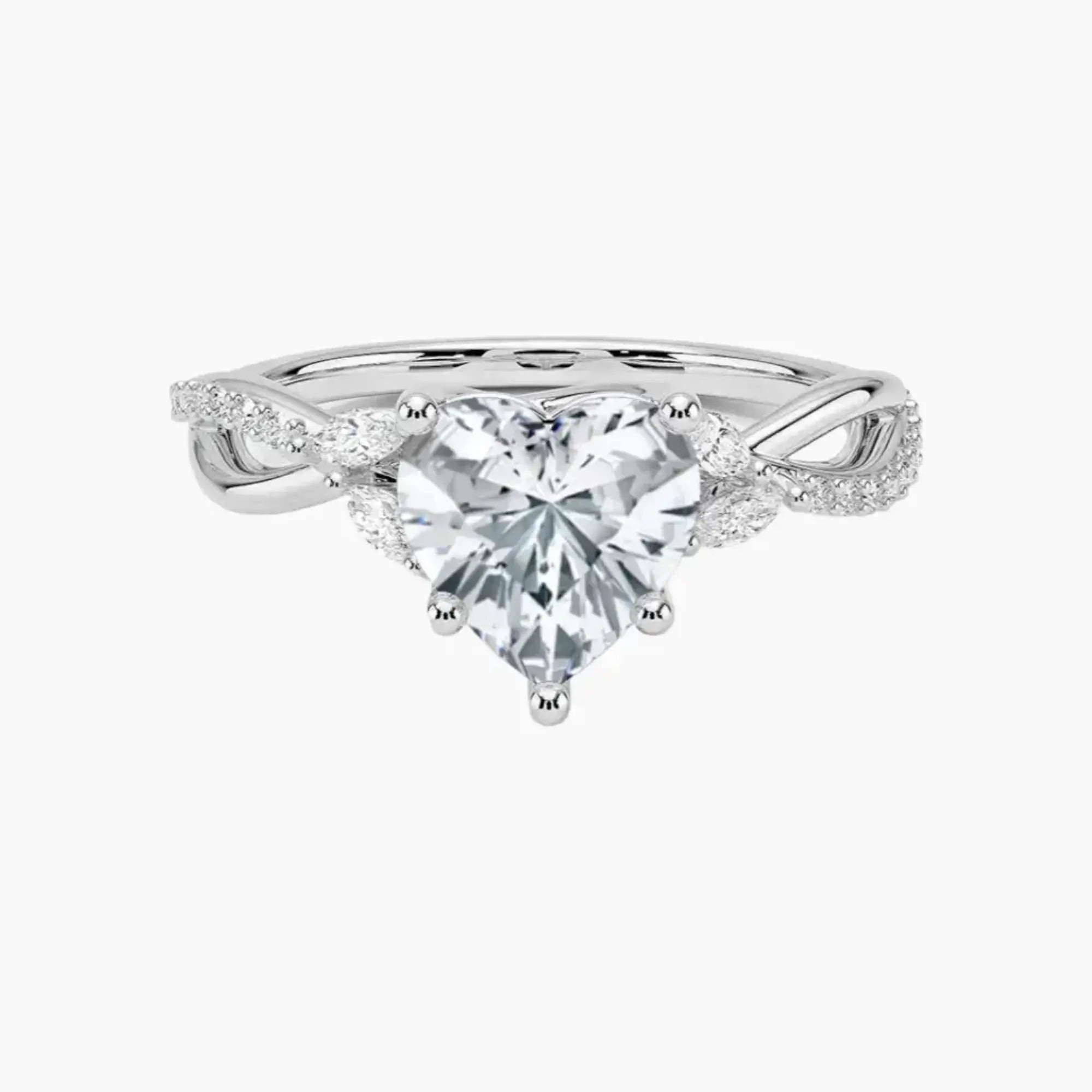 Amara Adorned Heart Designer 1.5 Carat Lab Grown Diamond Engagement Ring in 14K Rose Gold