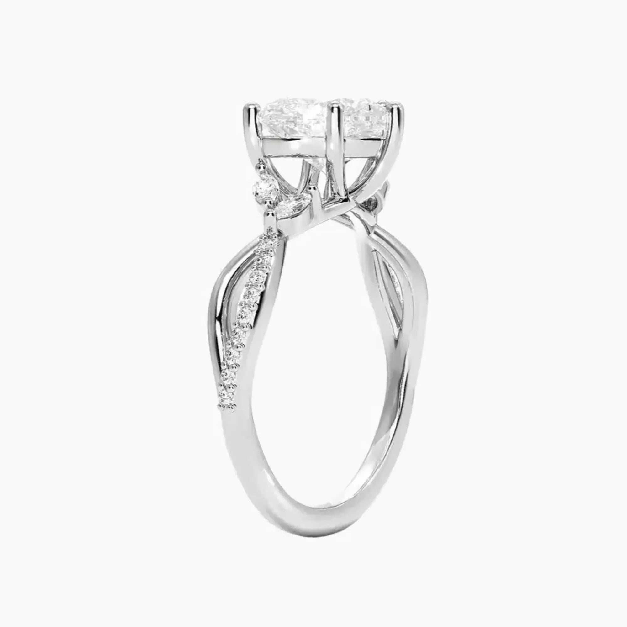 Amara Adorned Heart Designer 1.5 Carat Lab Grown Diamond Engagement Ring in 18K Yellow Gold