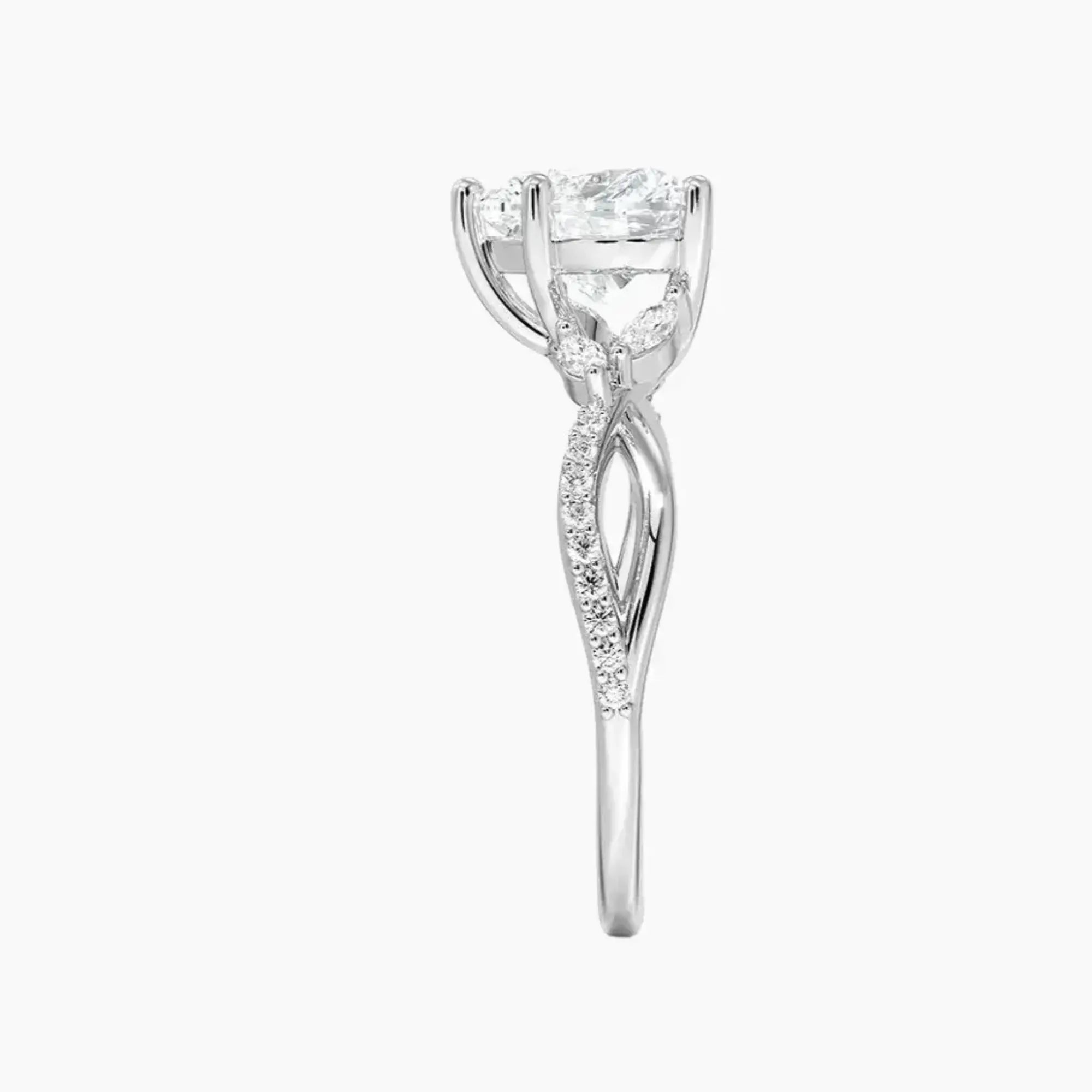 Amara Adorned Heart Designer Diamond Ring Setting in 18K White Gold