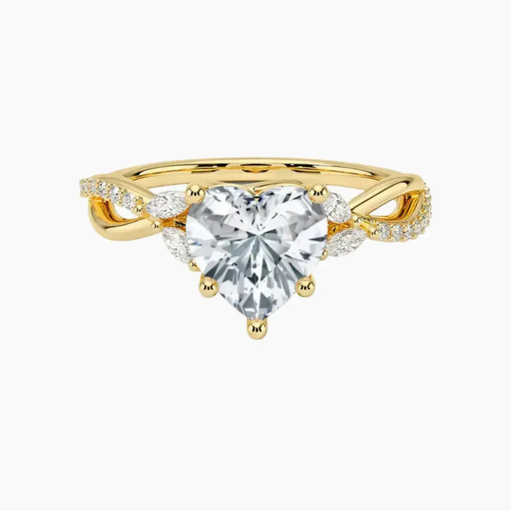 Amara Adorned Heart Designer 2.5 Carat Lab Grown Diamond Engagement Ring in 18K Yellow Gold