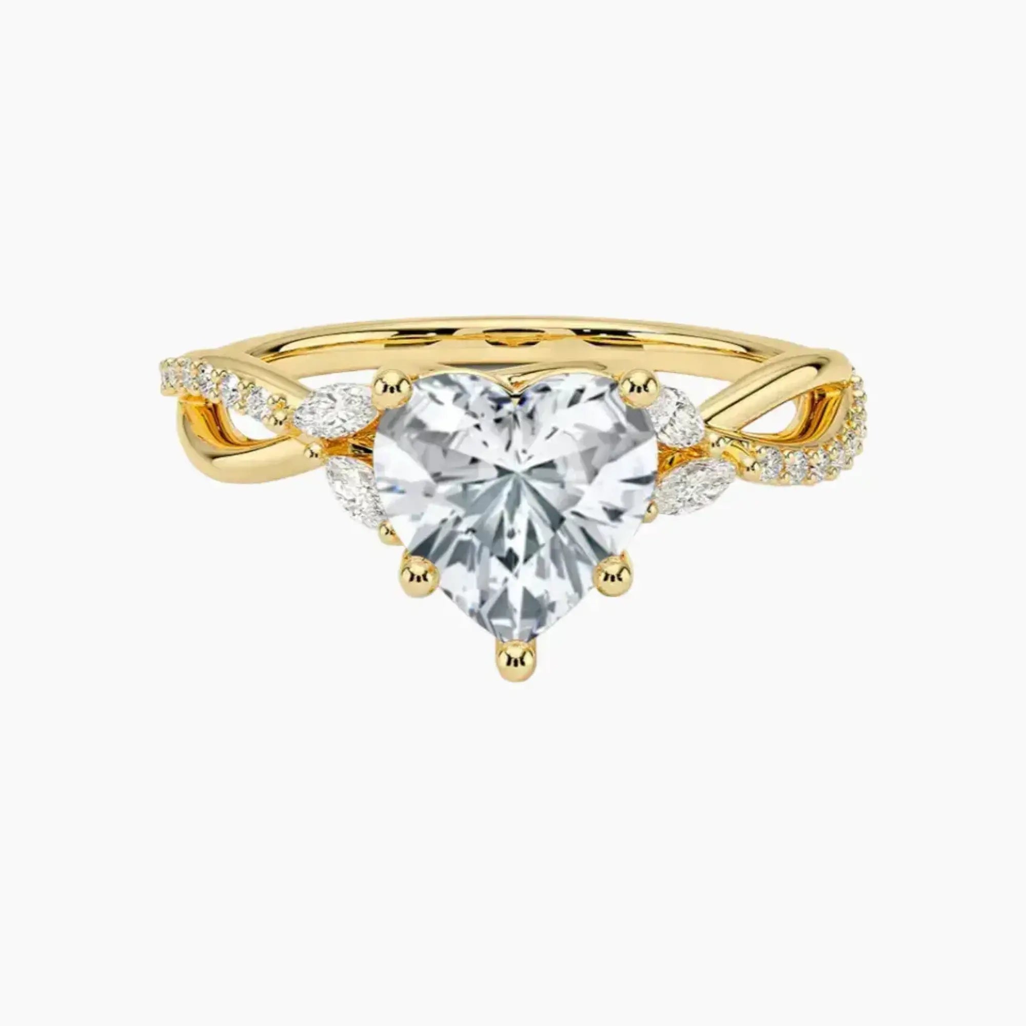 Amara Adorned Heart Designer 3 Carat Lab Grown Diamond Engagement Ring in 14K White Gold