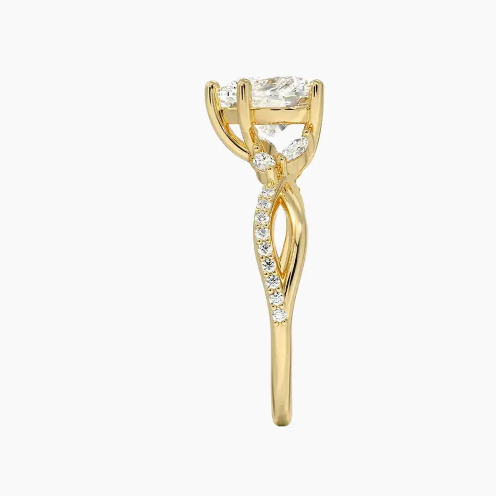 Amara Adorned Heart Designer 3 Carat Lab Grown Diamond Engagement Ring in 18K Yellow Gold