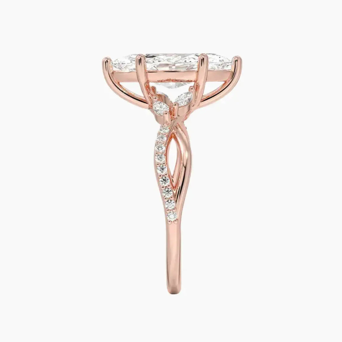Amara Adorned Marquise Designer 1.5 Carat Lab Grown Diamond Engagement Ring in 14K Yellow Gold