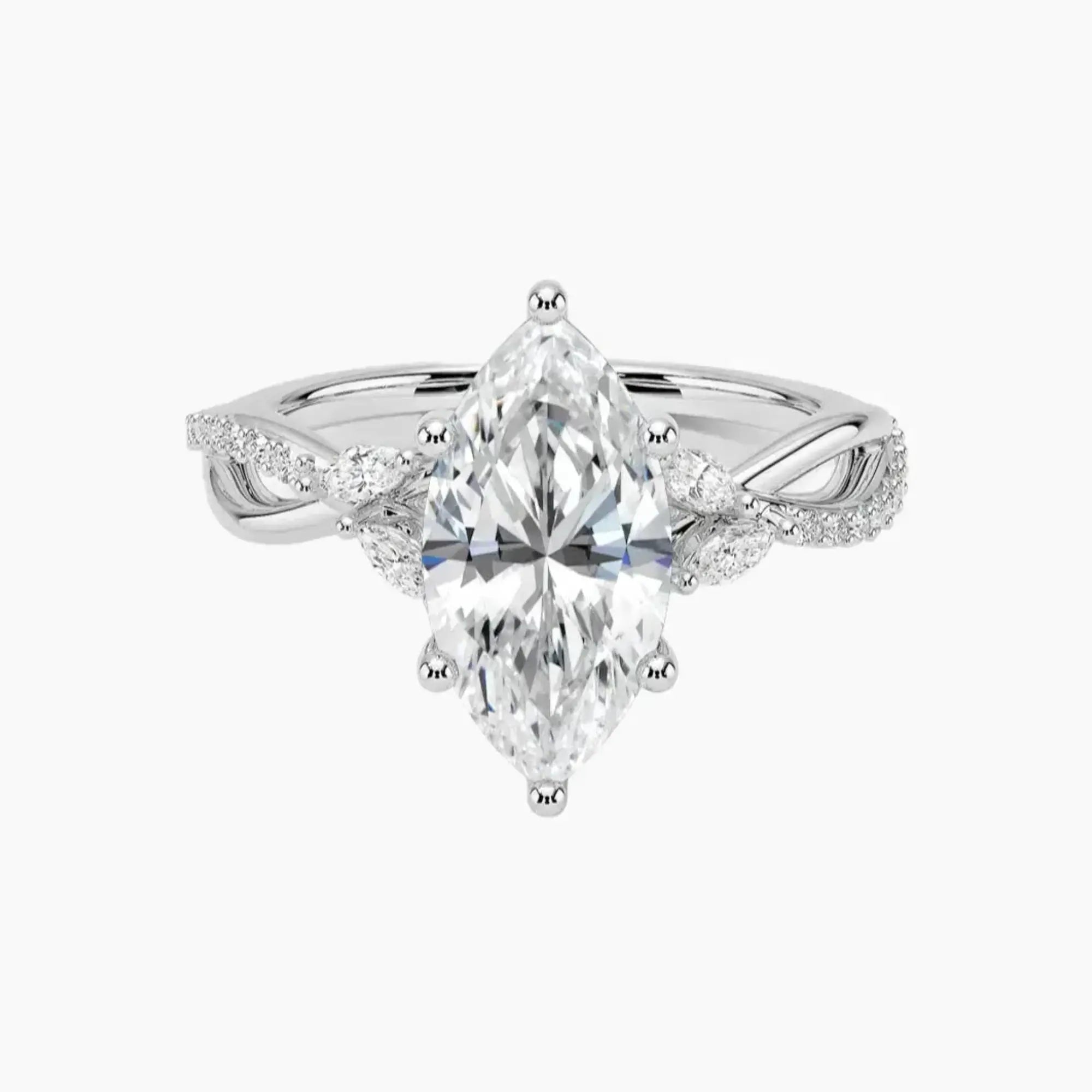 Amara Adorned Marquise Designer 1.5 Carat Lab Grown Diamond Engagement Ring in 14K Yellow Gold