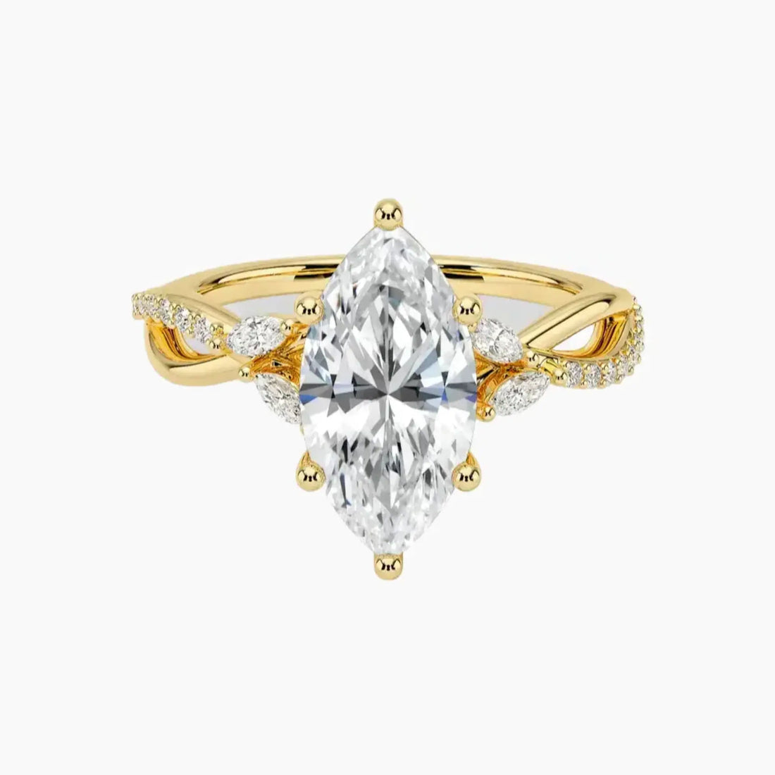 Amara Adorned Marquise Designer 3 Carat Lab Grown Diamond Engagement Ring in 18K White Gold