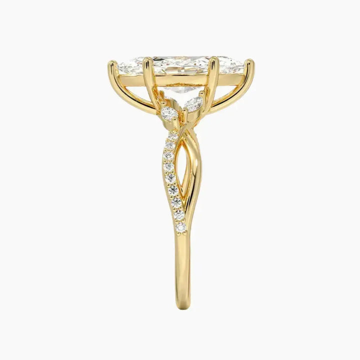 Amara Adorned Marquise Designer 1.5 Carat Lab Grown Diamond Engagement Ring in 18K Rose Gold