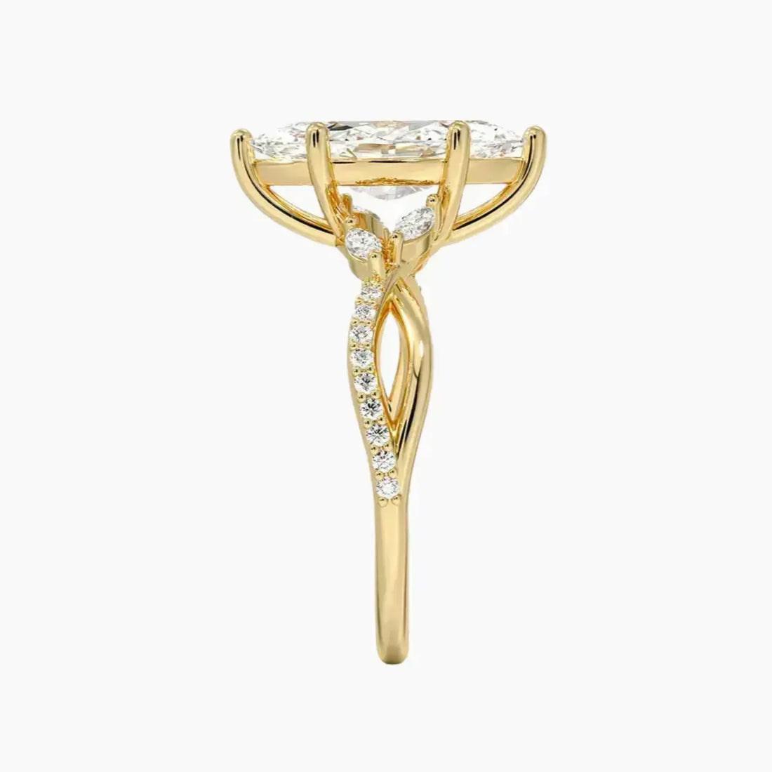 Amara Adorned Marquise Designer 1 Carat Lab Grown Diamond Engagement Ring in 18K White Gold