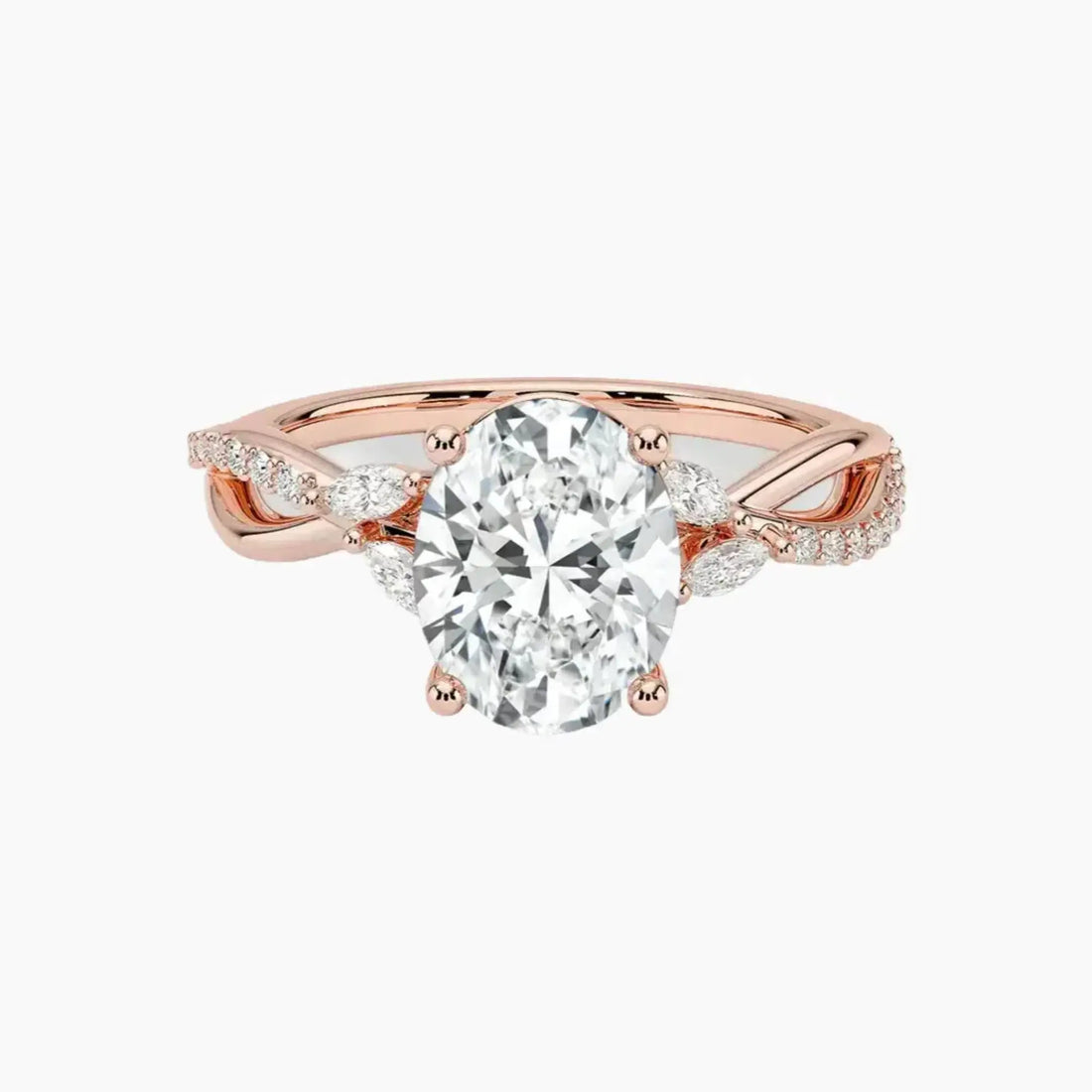 Amara Adorned Oval Designer 1.5 Carat Lab Grown Diamond Engagement Ring in 14K Yellow Gold