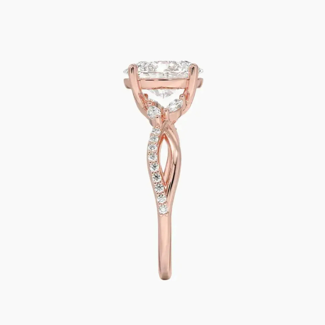Amara Adorned Oval Designer Diamond Ring Setting in 18K White Gold