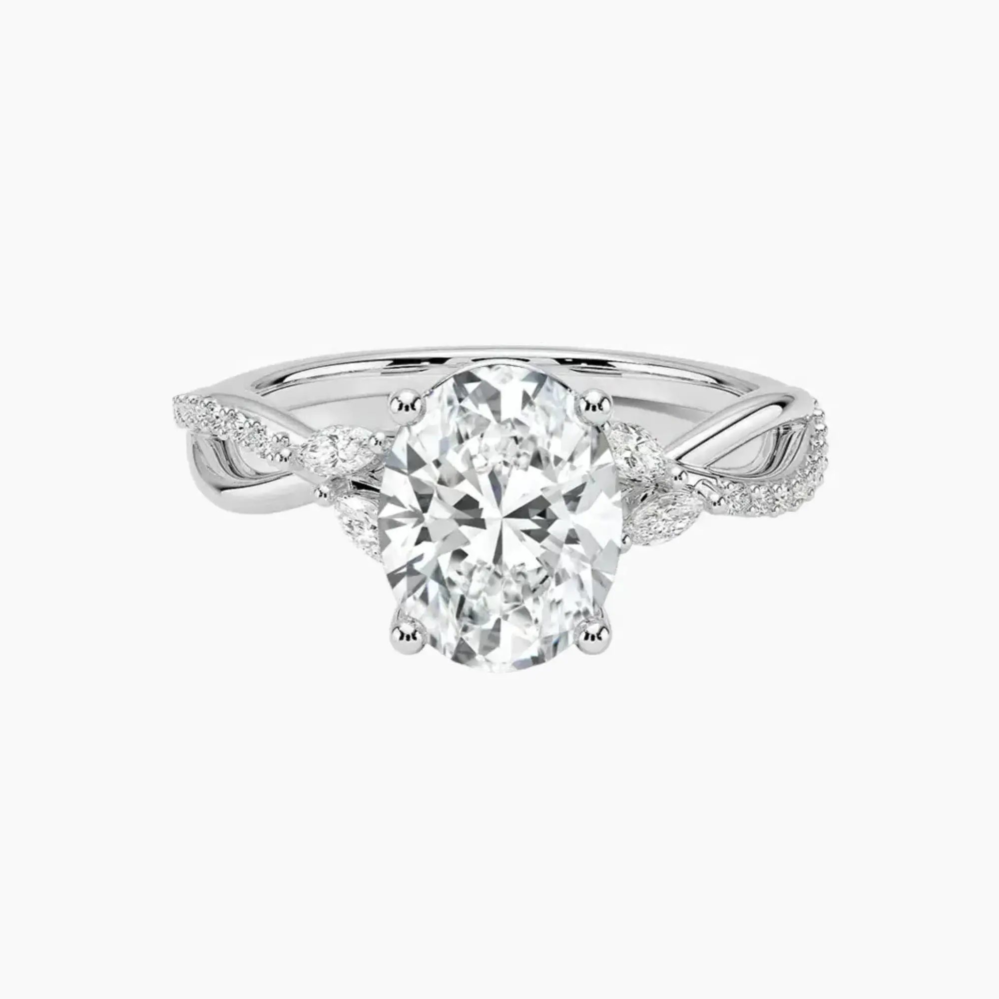 Amara Adorned Oval Designer Diamond Ring Setting in 14K White Gold