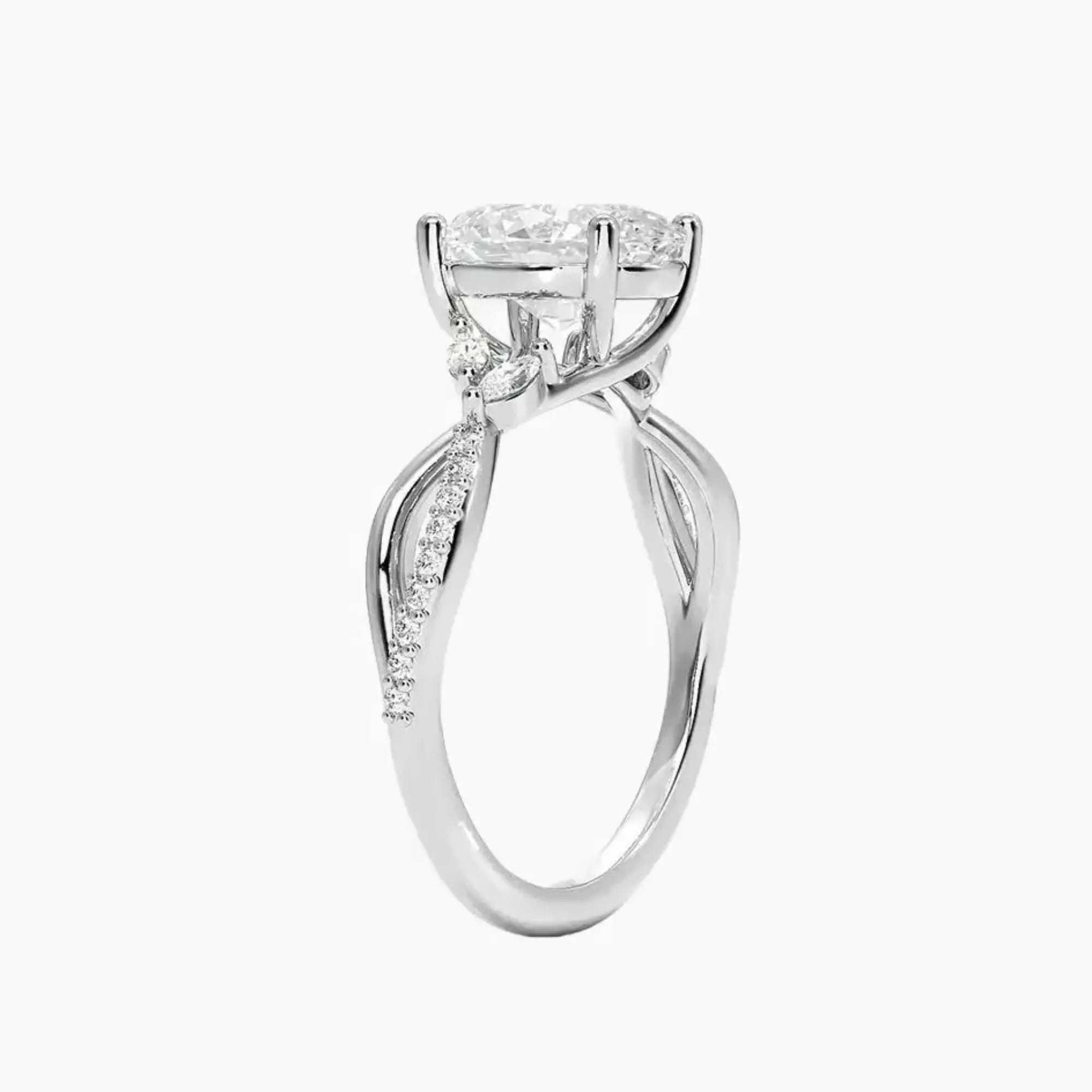 Amara Adorned Oval Designer 2.5 Carat Lab Grown Diamond Engagement Ring in 18K White Gold