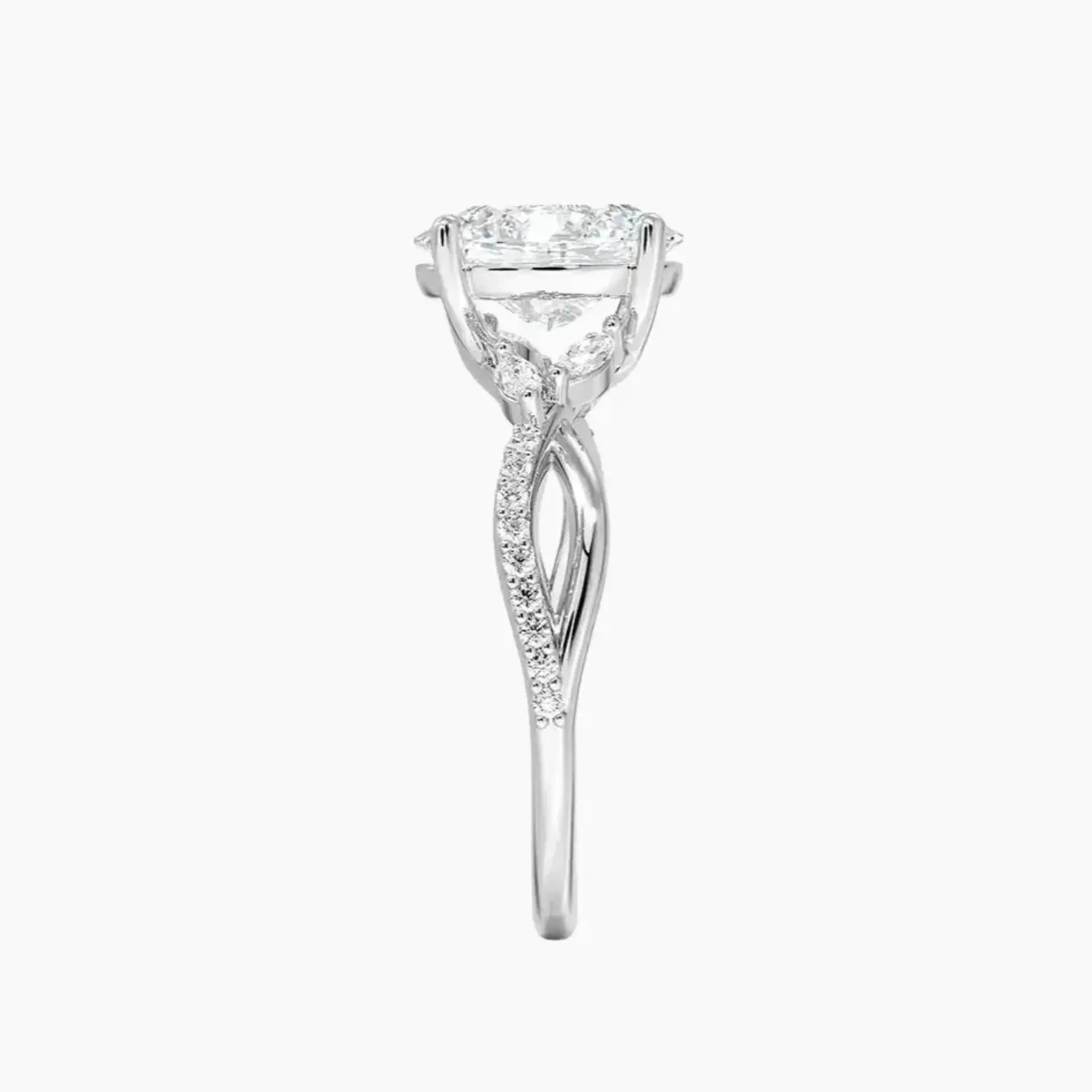Amara Adorned Oval Designer Diamond Ring Setting in 18K Rose Gold