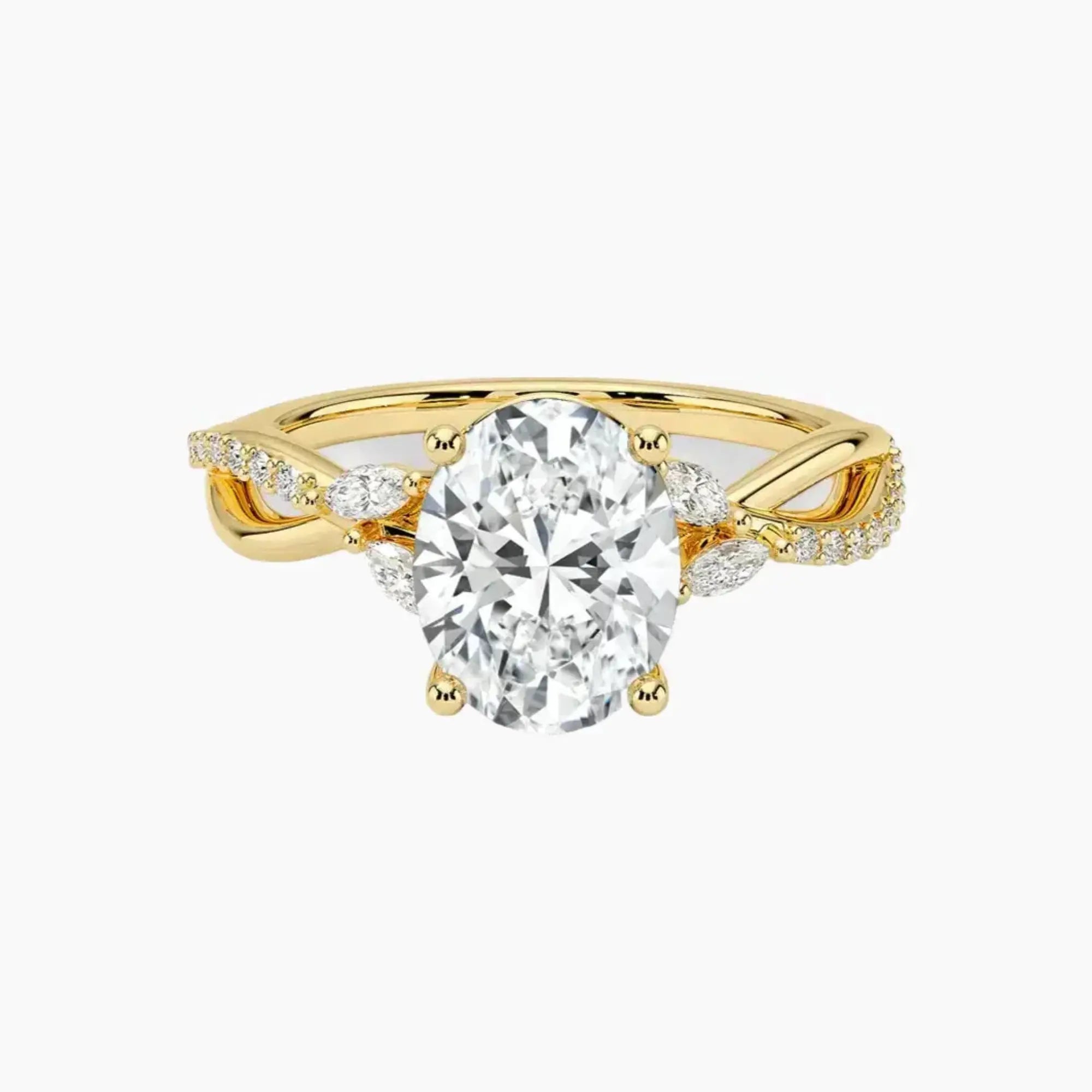 Amara Adorned Oval Designer 3 Carat Lab Grown Diamond Engagement Ring in 14K White Gold