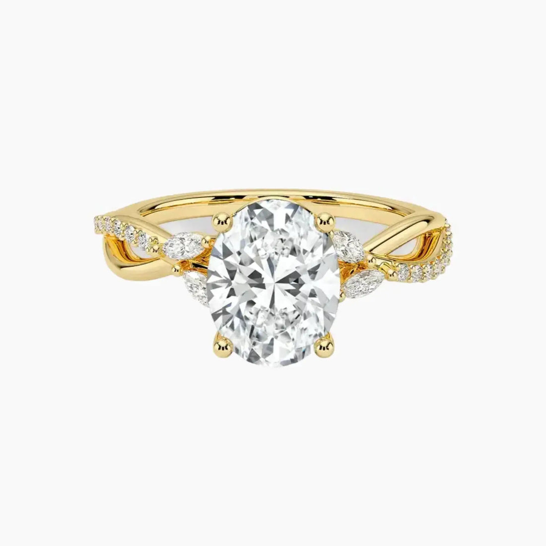 Amara Adorned Oval Designer Diamond Ring Setting in 14K White Gold