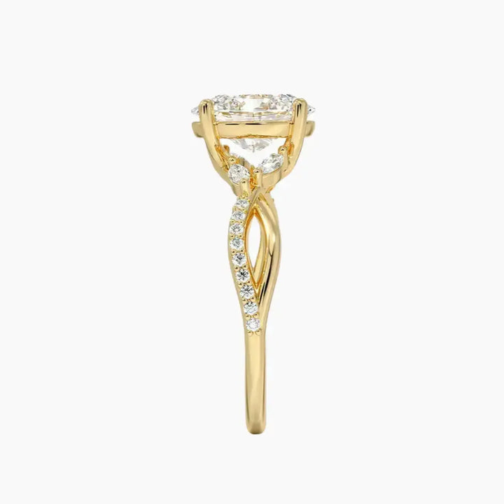 Amara Adorned Oval Designer 1.5 Carat Lab Grown Diamond Engagement Ring in 14K Rose Gold