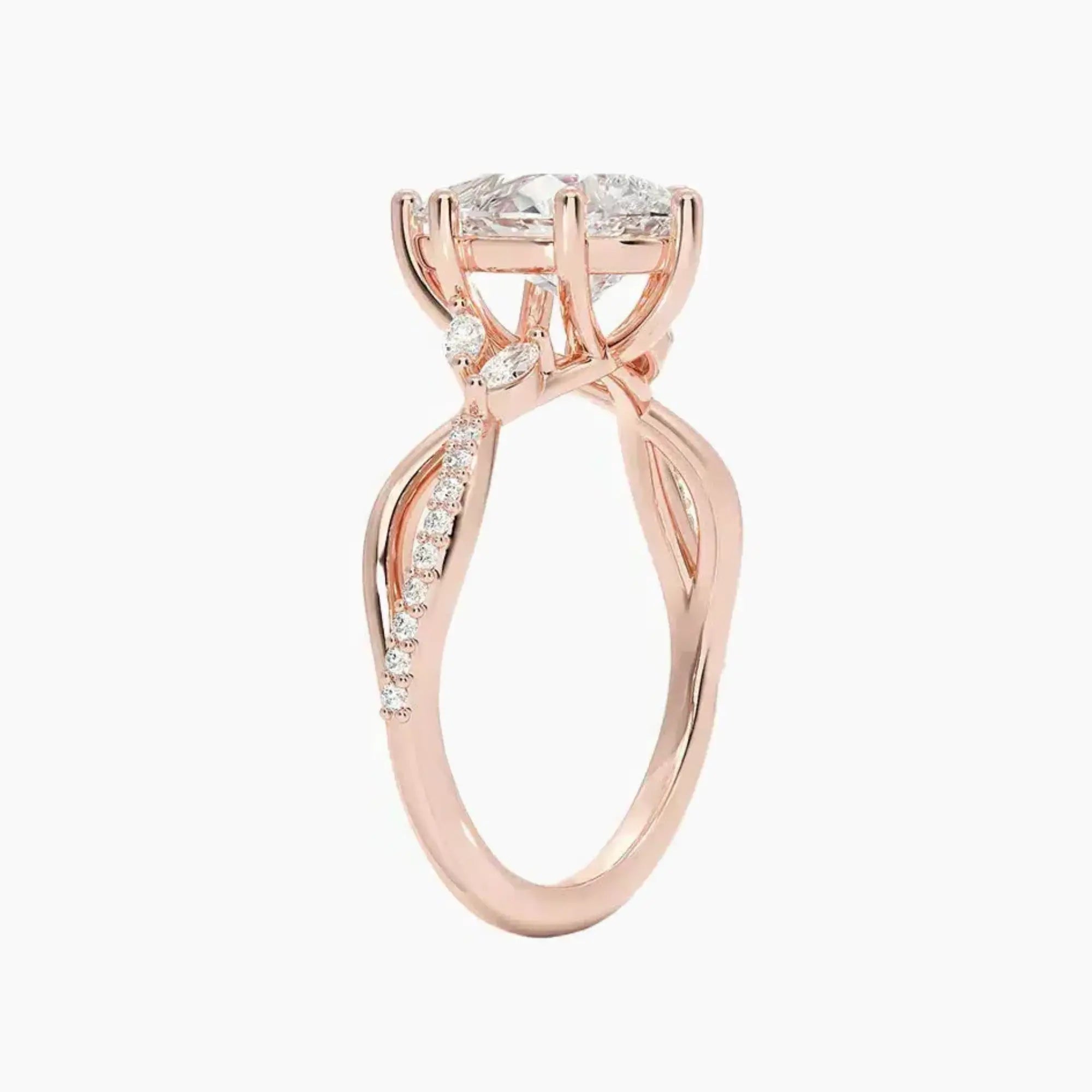 Amara Adorned Pear Designer 2.5 Carat Lab Grown Diamond Engagement Ring in 14K Yellow Gold
