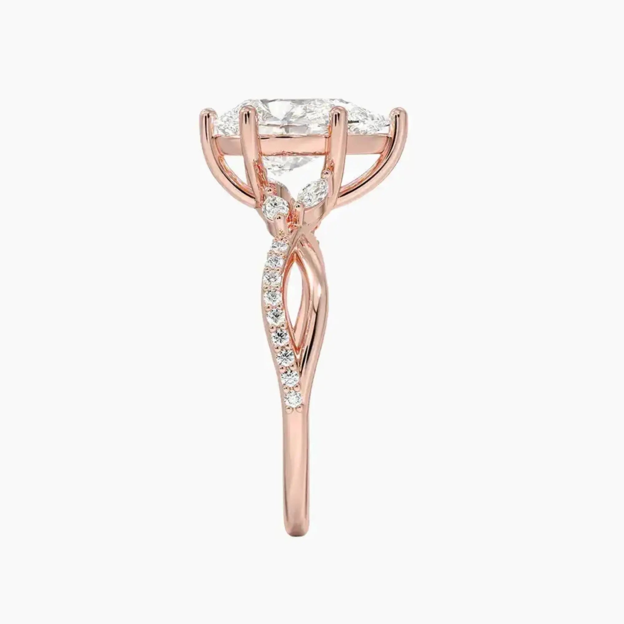 Amara Adorned Pear Designer Diamond Ring Setting in 18K White Gold