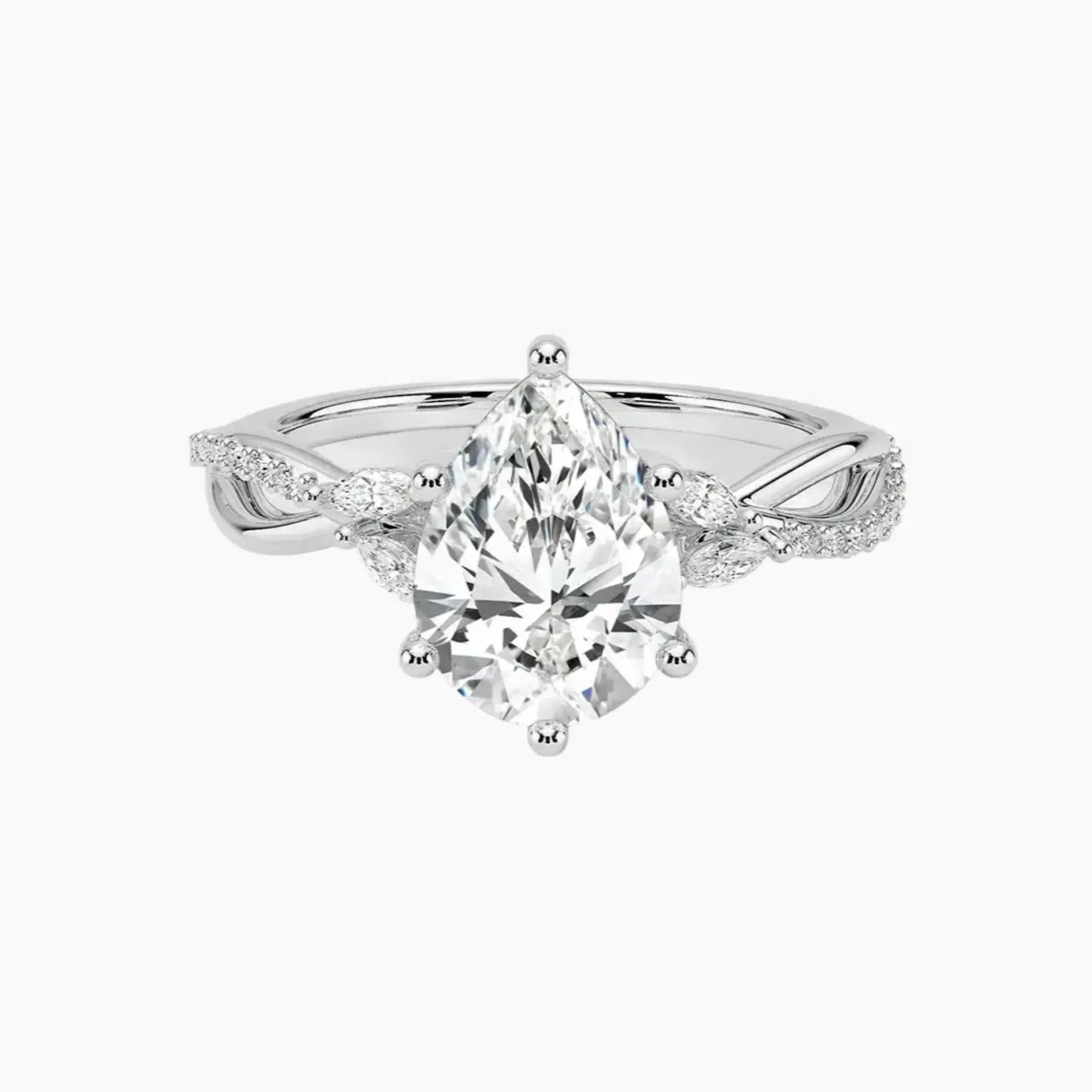 Amara Adorned Pear Designer Diamond Ring Setting in 18K Rose Gold