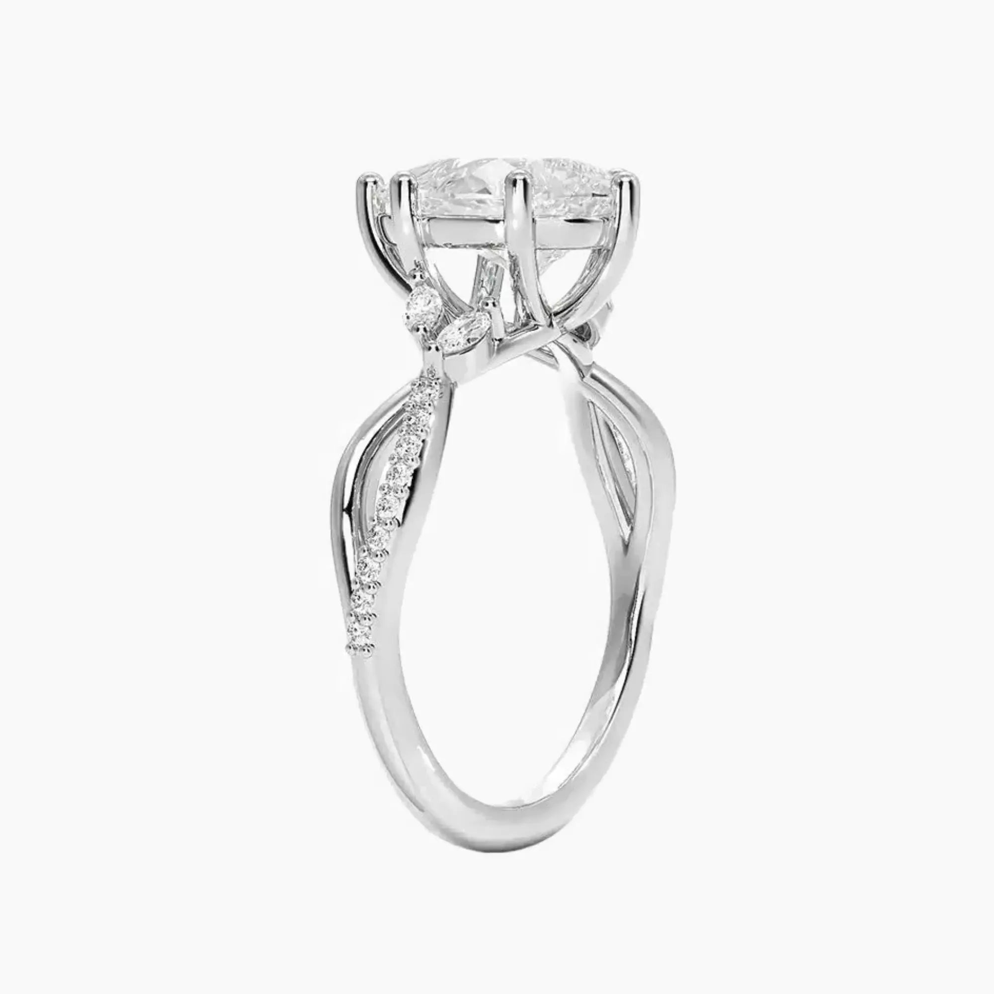 Amara Adorned Pear Designer 2.5 Carat Lab Grown Diamond Engagement Ring in 18K Yellow Gold