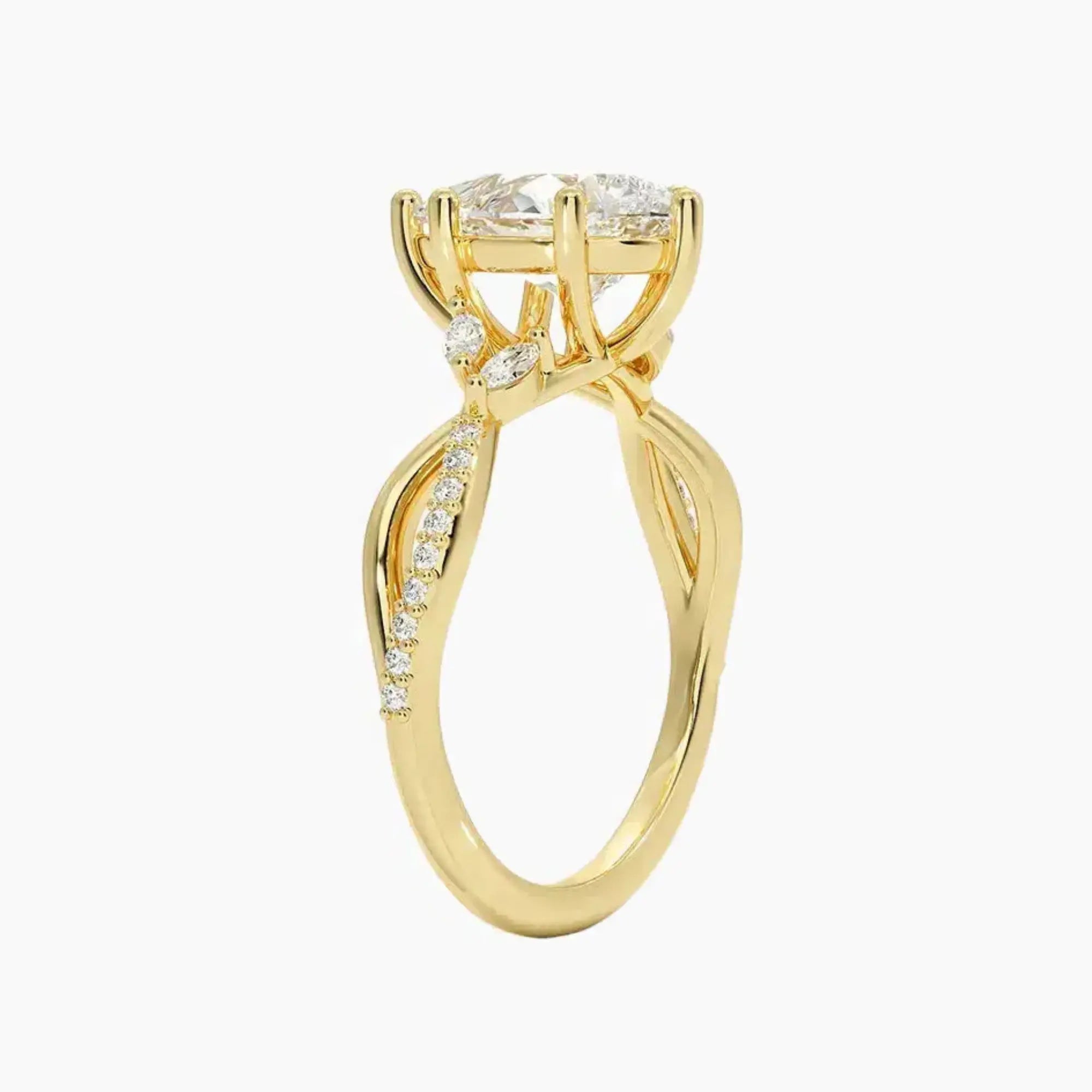 Amara Adorned Pear Designer Diamond Ring Setting in 18K Rose Gold