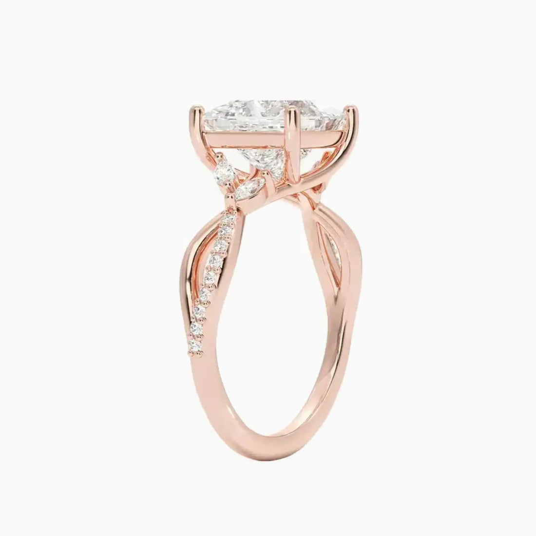 Amara Adorned Princess Designer Diamond Ring Setting in 18K Yellow Gold