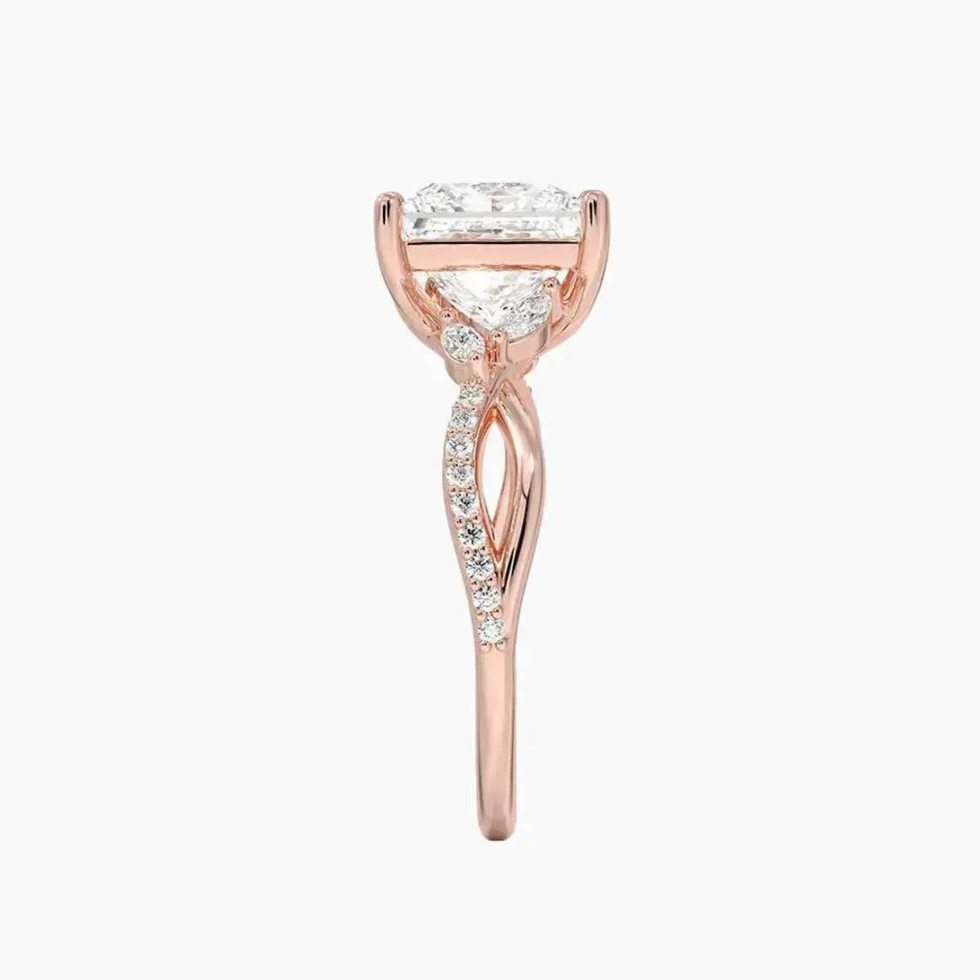 Amara Adorned Princess Designer Diamond Ring Setting in 18K White Gold