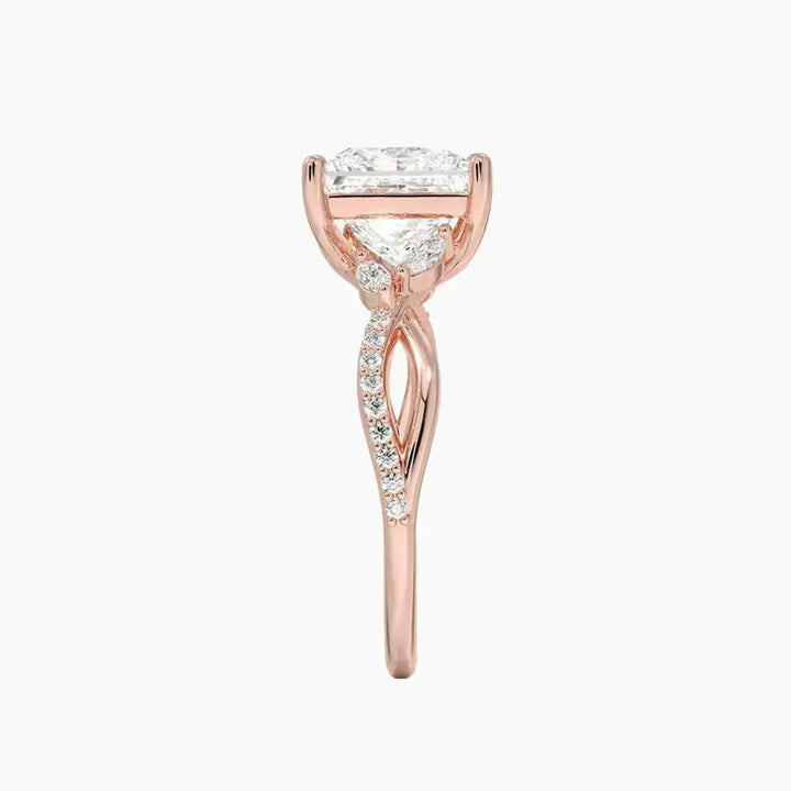 Amara Adorned Princess Designer 1.5 Carat Lab Grown Diamond Engagement Ring in 14K White Gold