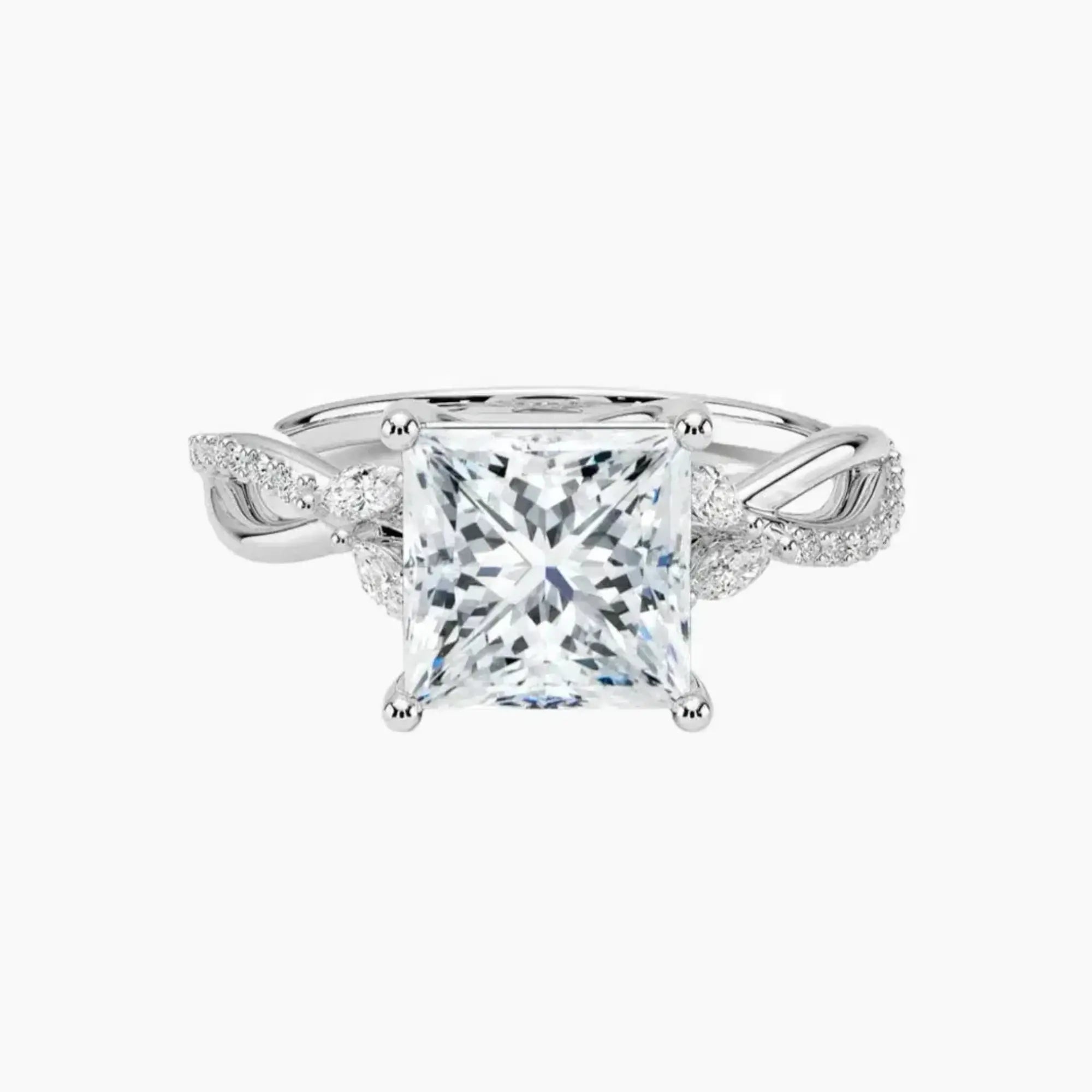 Amara Adorned Princess Designer 1 Carat Lab Grown Diamond Engagement Ring in 18K Rose Gold