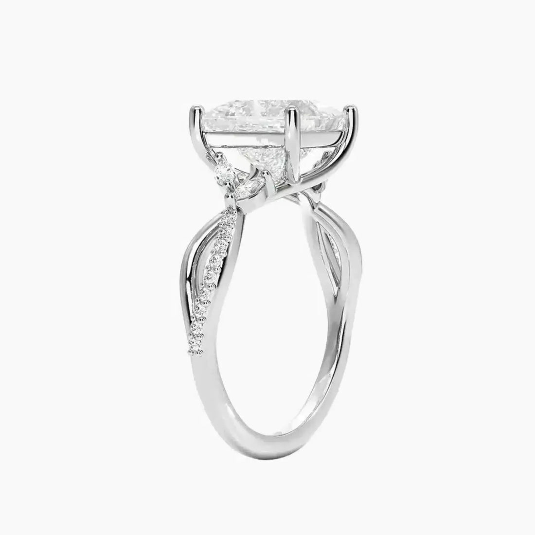 Amara Adorned Princess Designer Diamond Ring Setting in 14K Rose Gold