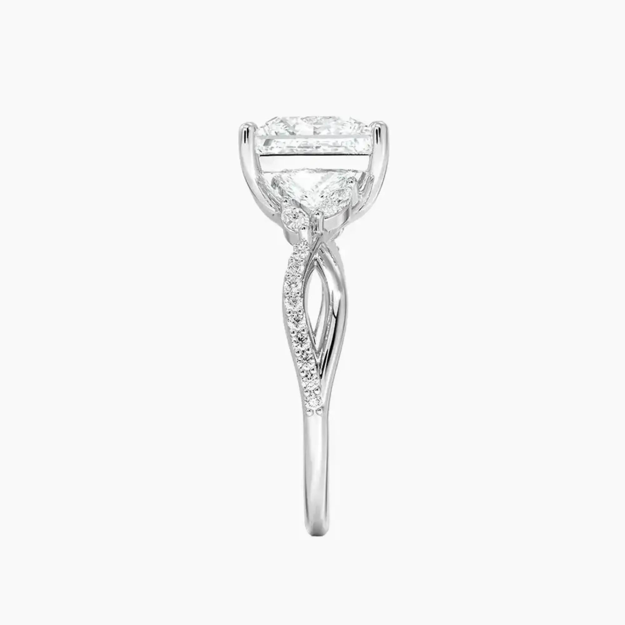 Amara Adorned Princess Designer Diamond Ring Setting in 14K White Gold