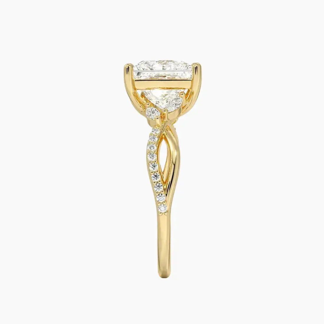 Amara Adorned Princess Designer Diamond Ring Setting in 14K White Gold