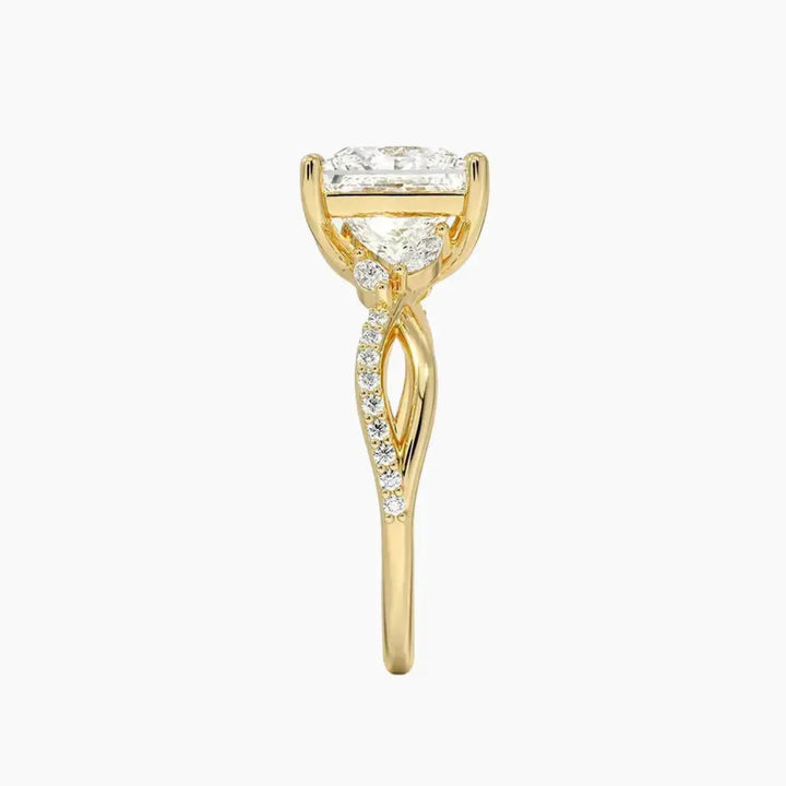 Amara Adorned Princess Designer 1.5 Carat Lab Grown Diamond Engagement Ring in 14K Rose Gold