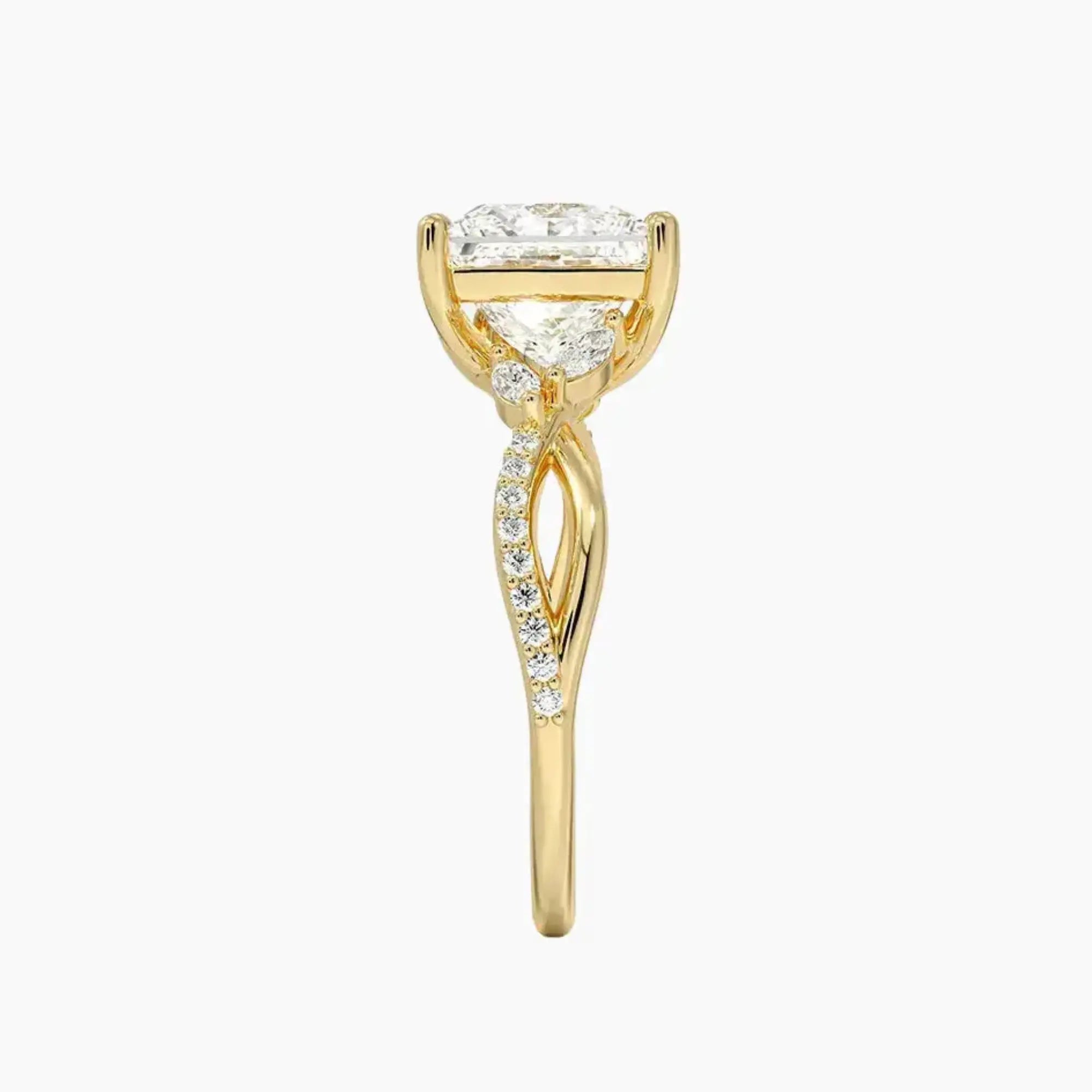 Amara Adorned Princess Designer Diamond Ring Setting in 18K Rose Gold