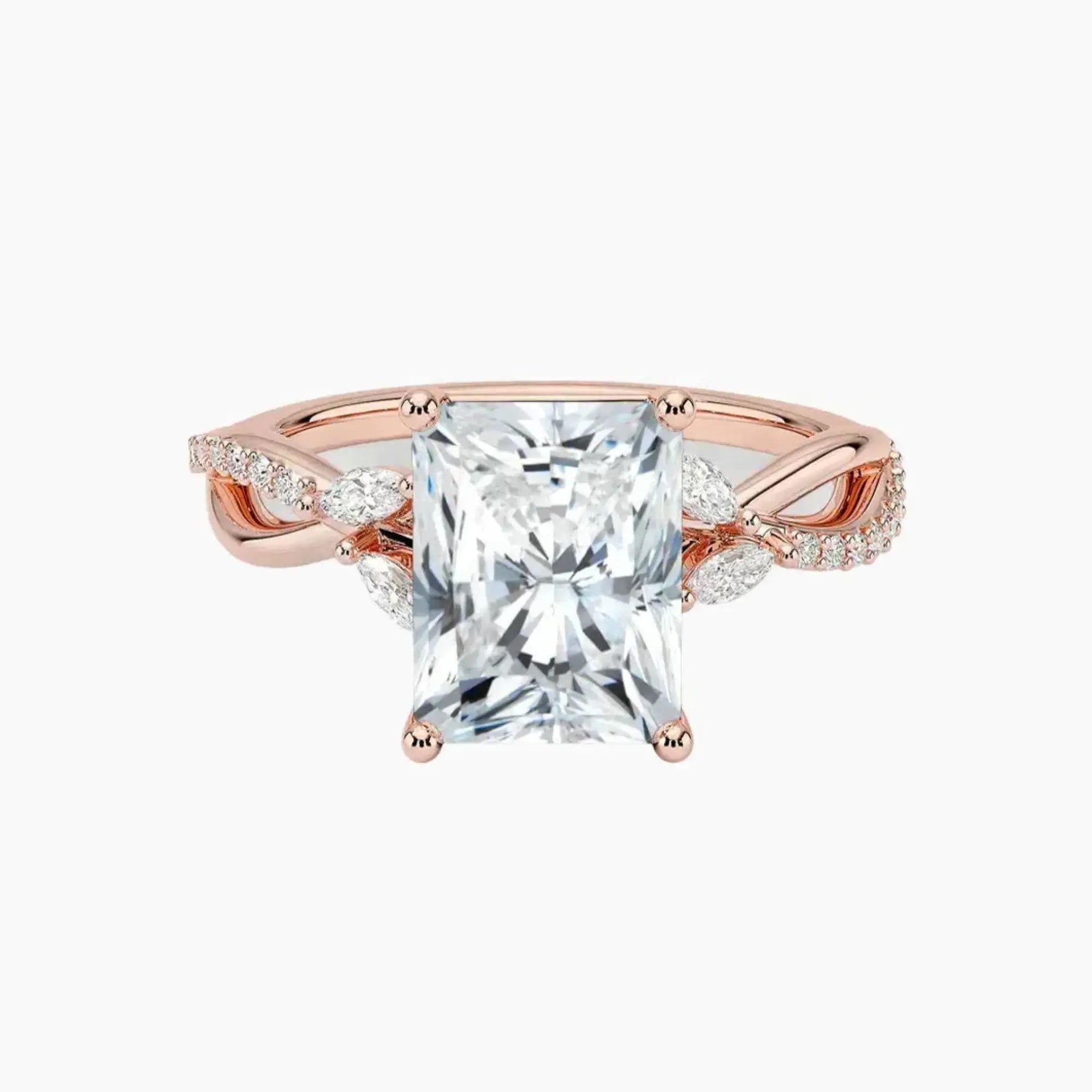 Amara Adorned Radiant Designer 1.5 Carat Lab Grown Diamond Engagement Ring in 18K Yellow Gold