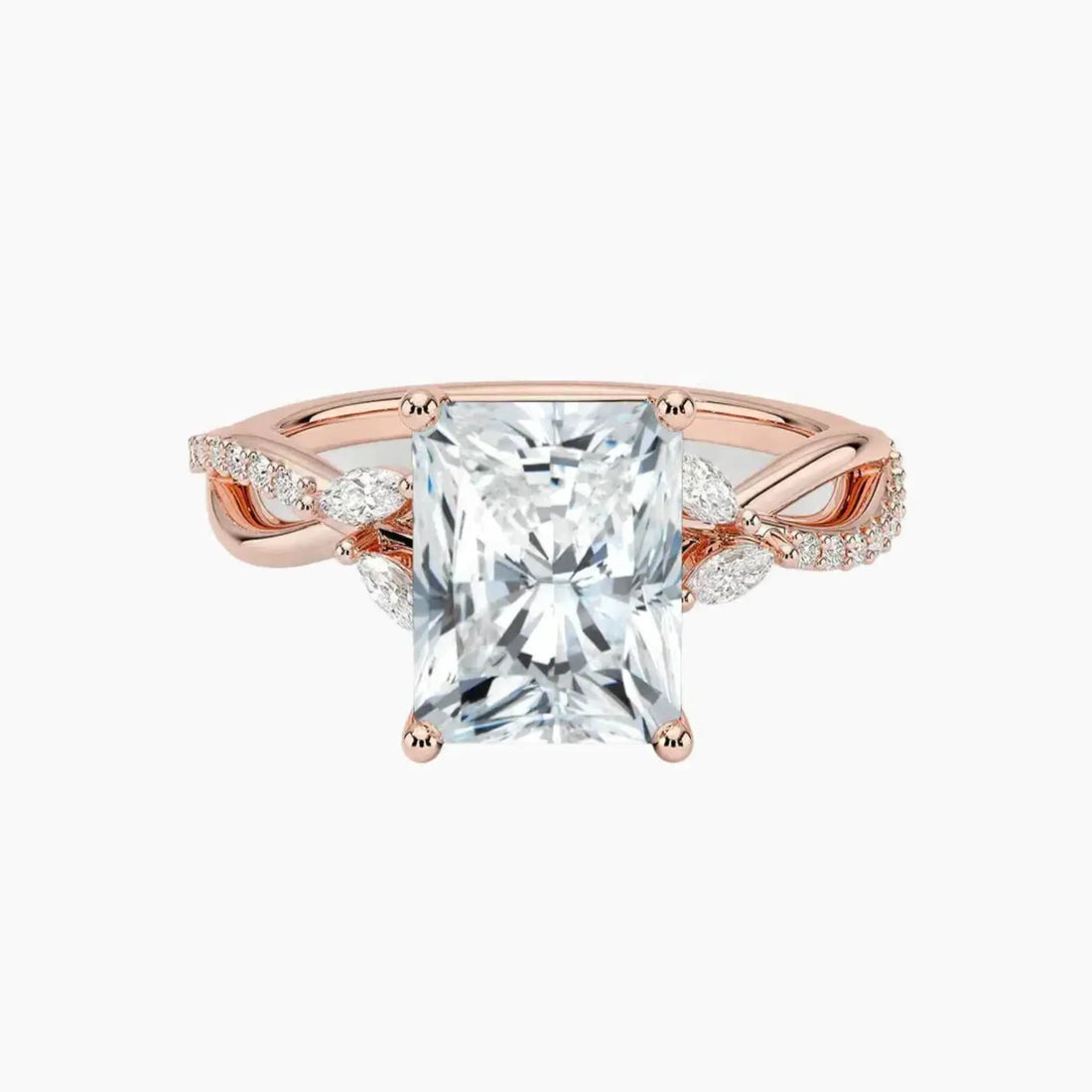 Amara Adorned Radiant Designer Diamond Ring Setting in 18K White Gold